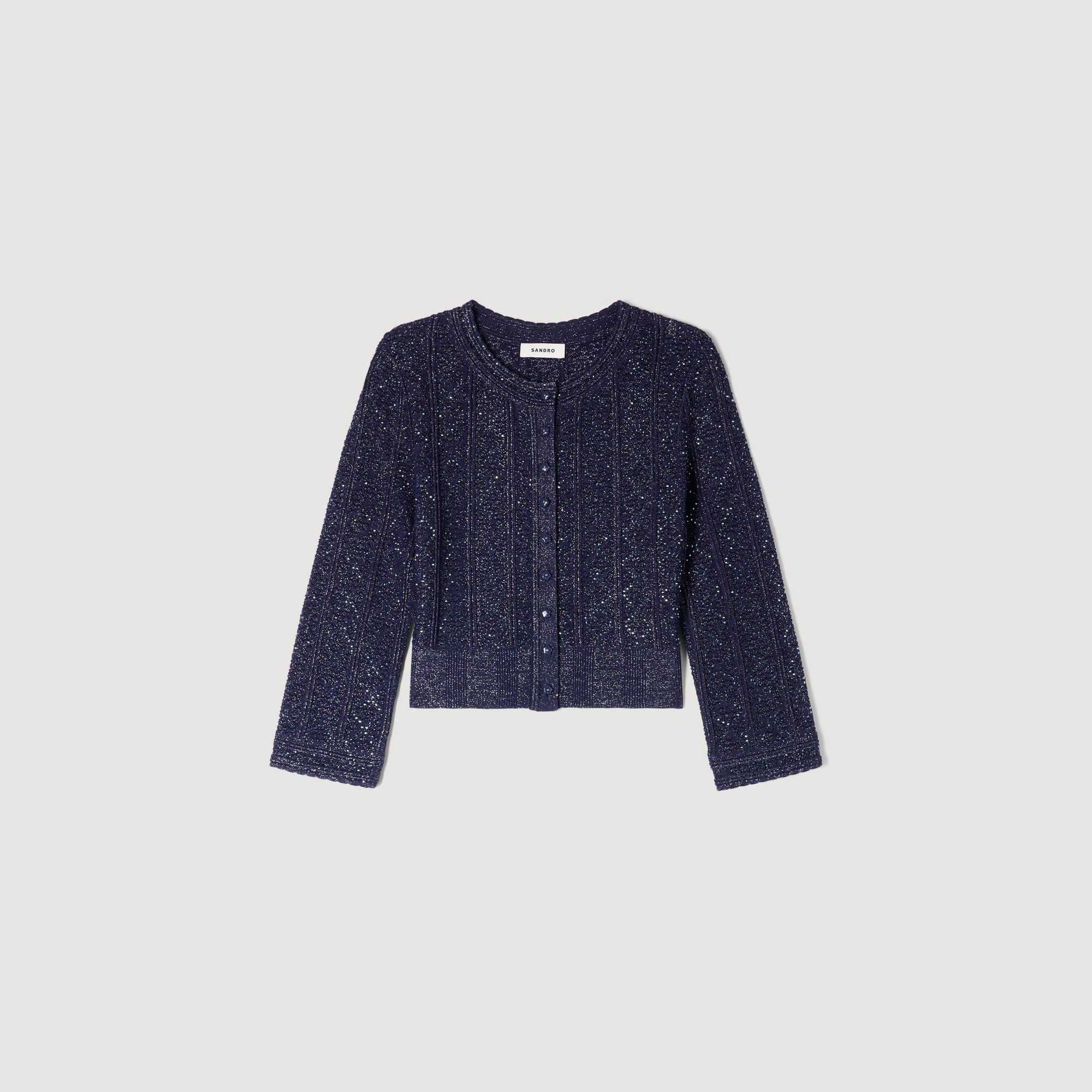 Cardigan cropped en maille strass
