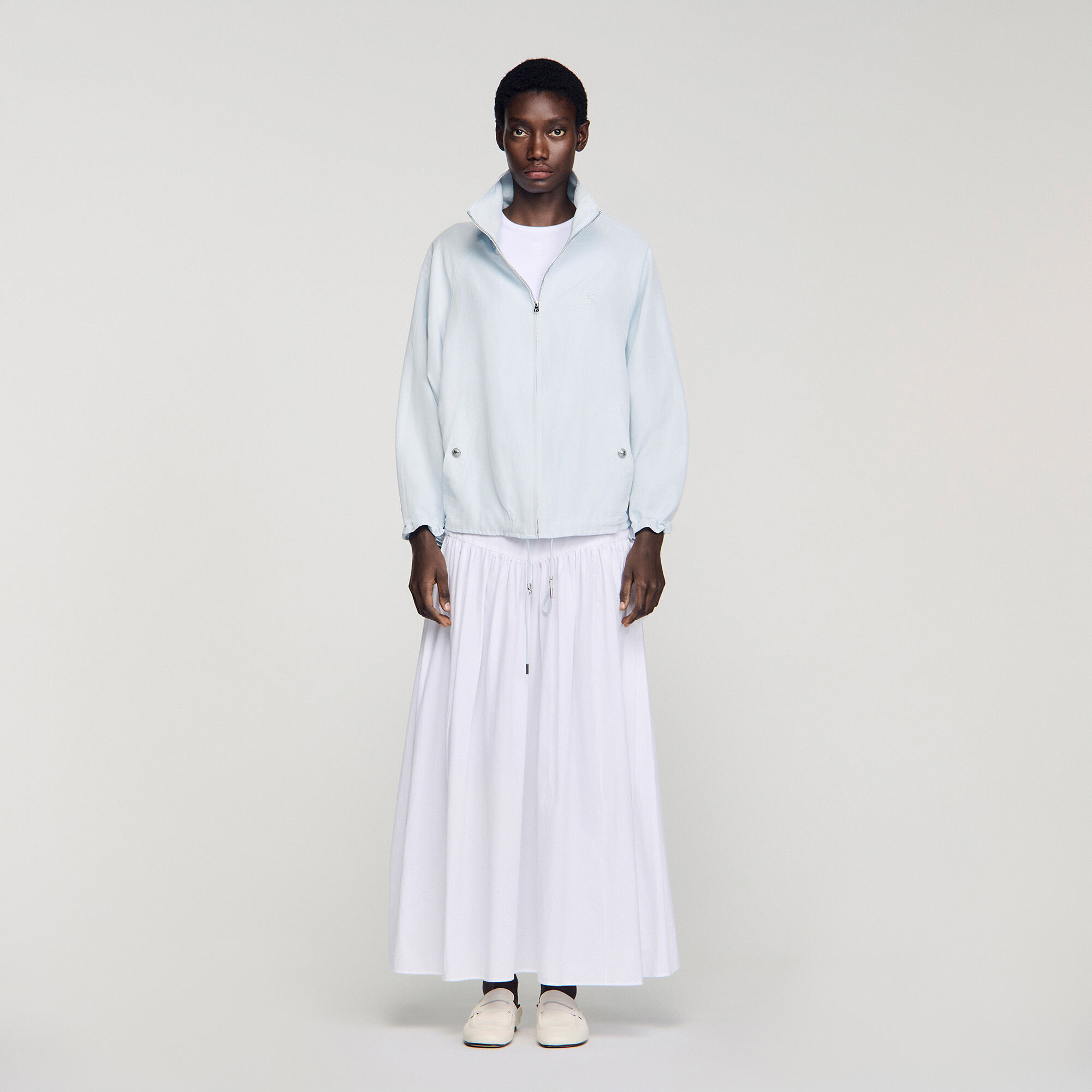 Veste oversize à col brodé