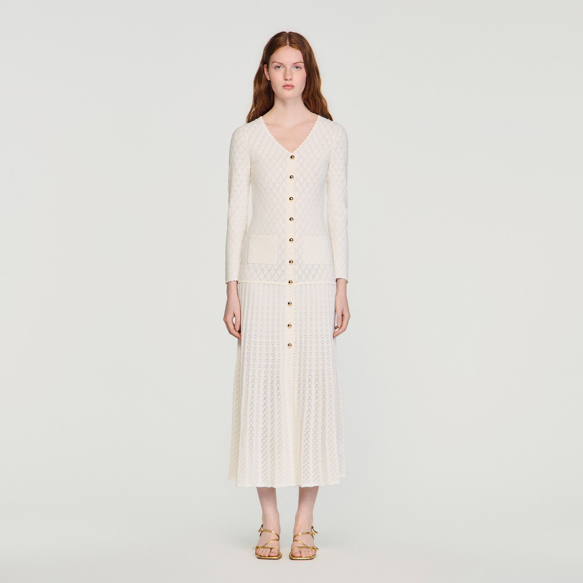 Robe mi-longue en tricot fantaisie