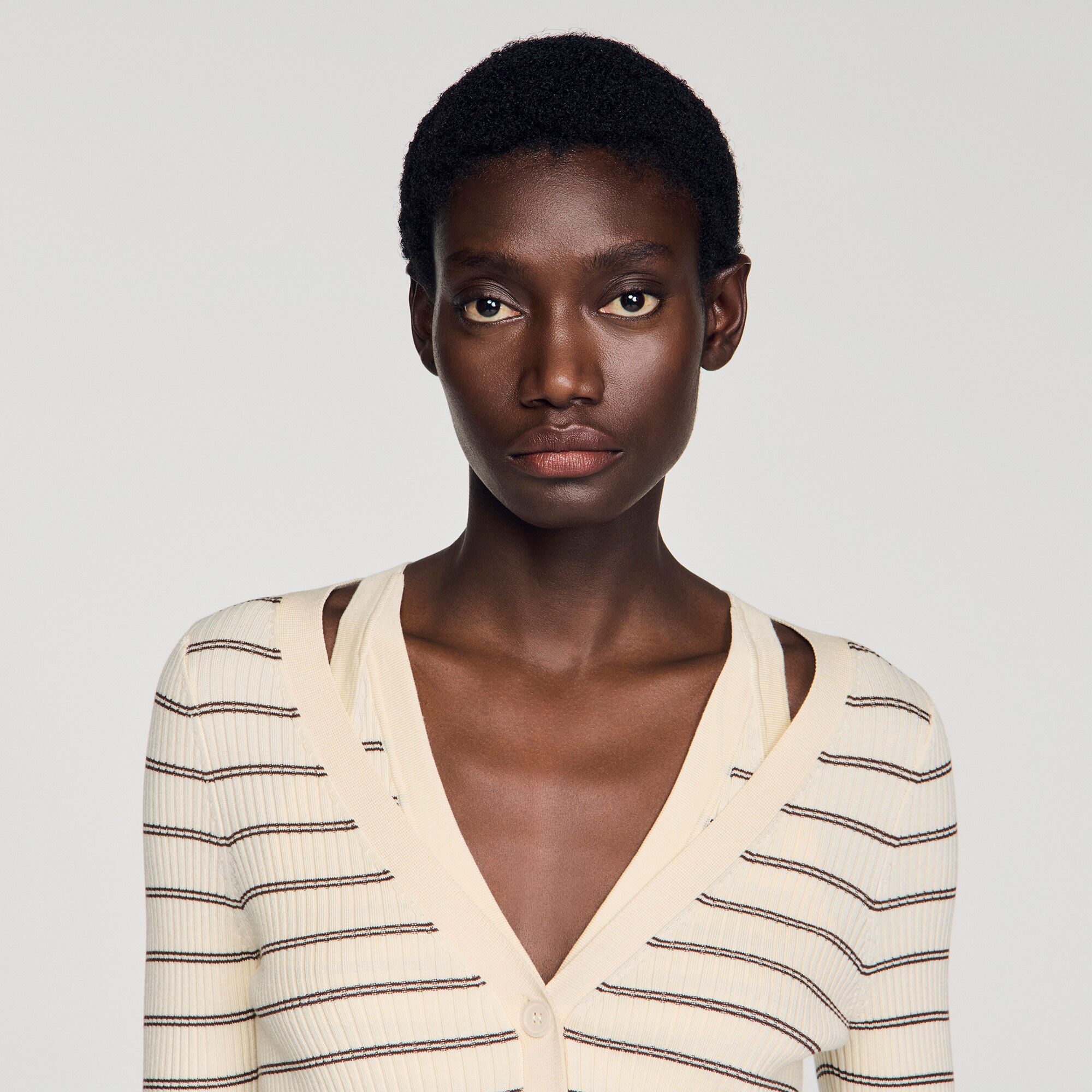 Cardigan rayé à mailles