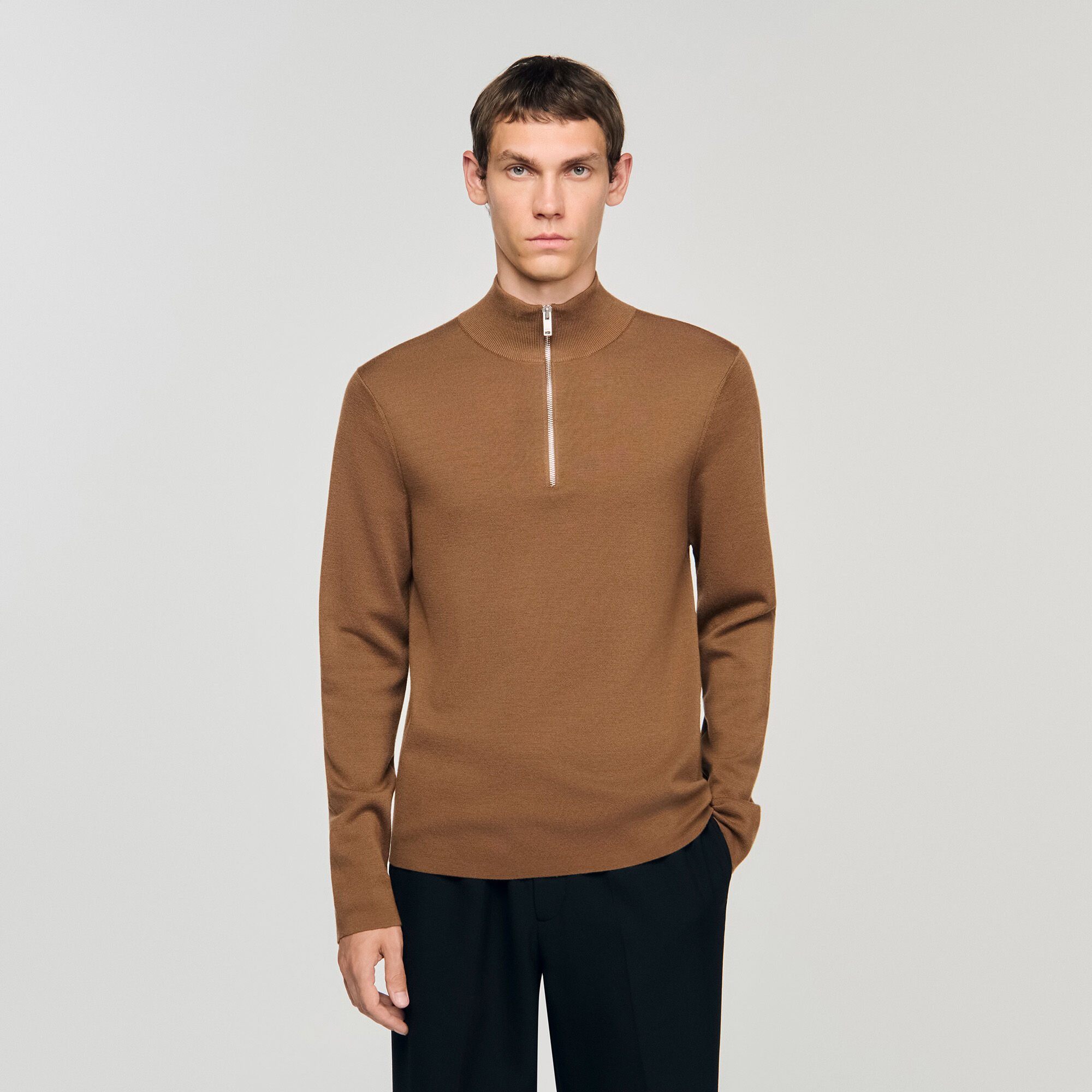 Pull en laine avec col à fermeture éclair