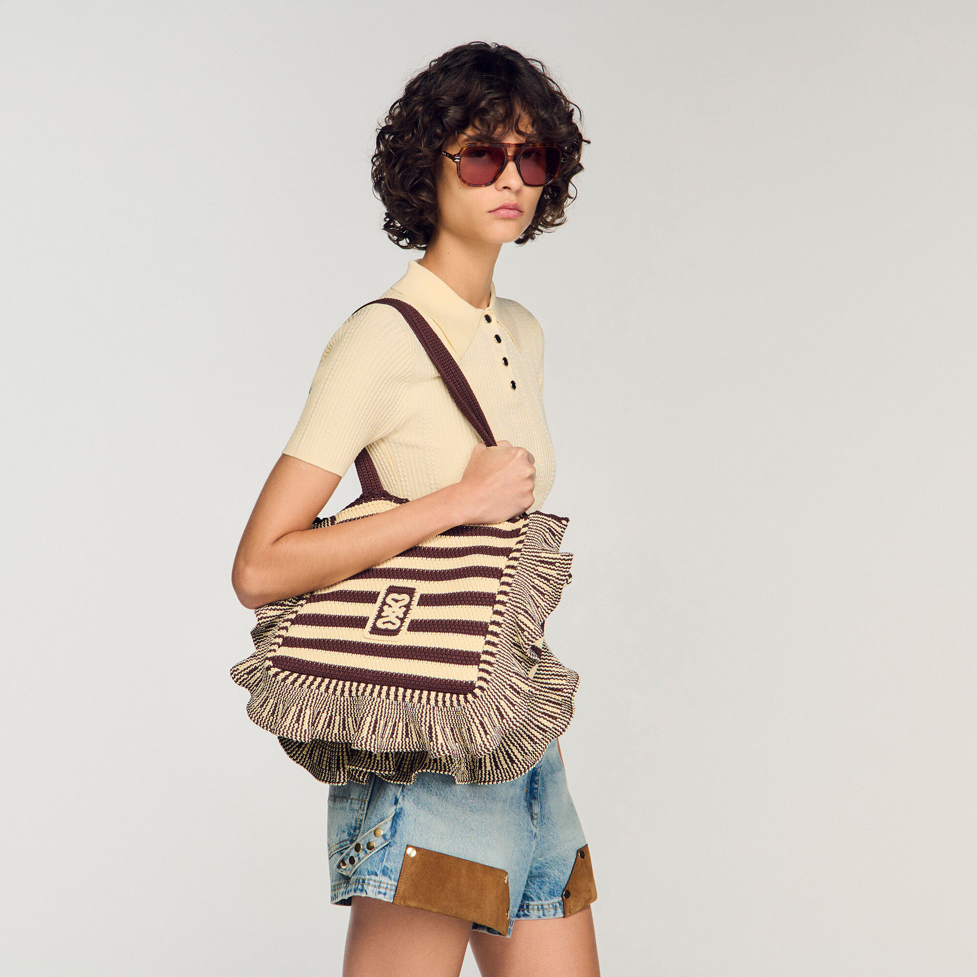Sac crochet rayé