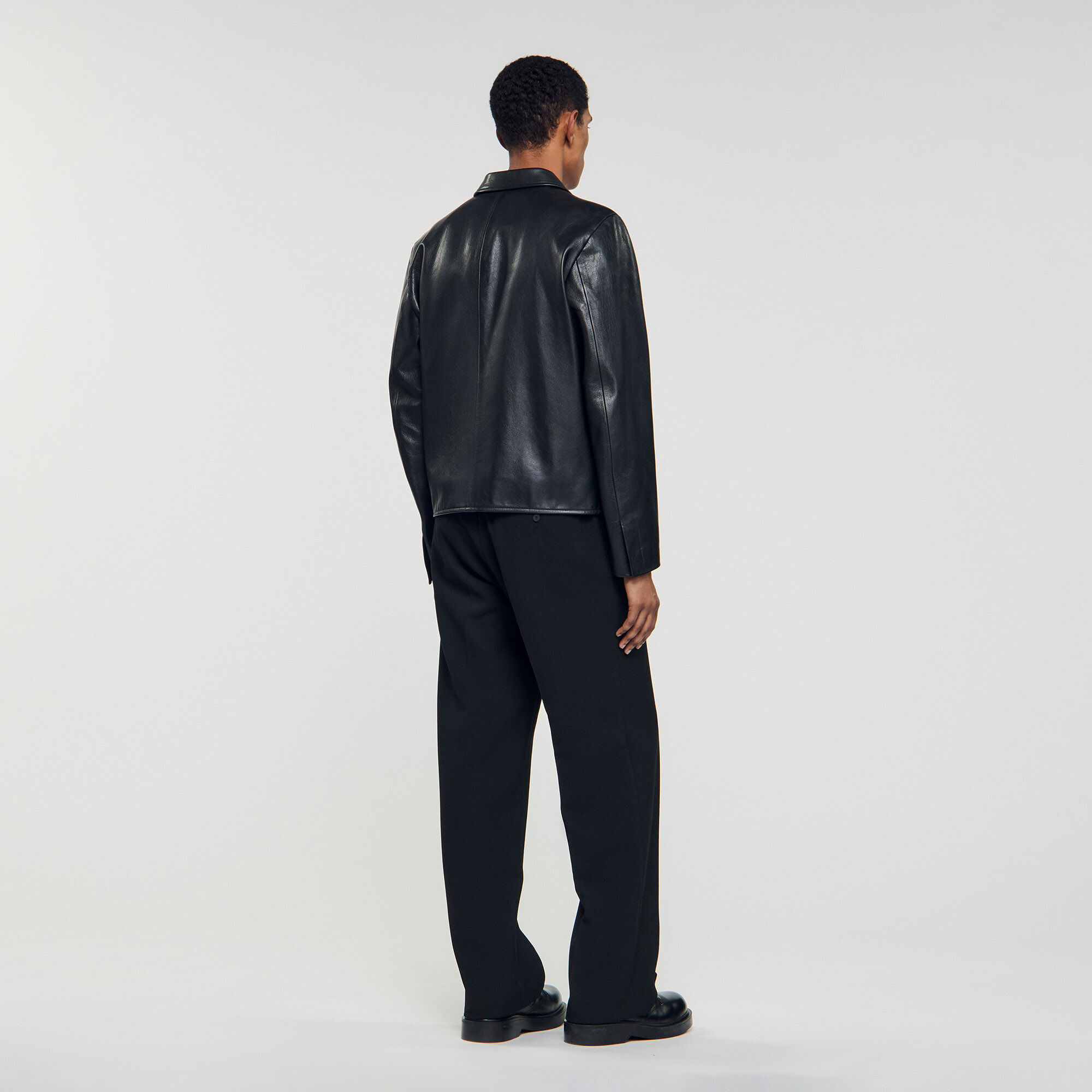 Veste en cuir à fermeture éclair