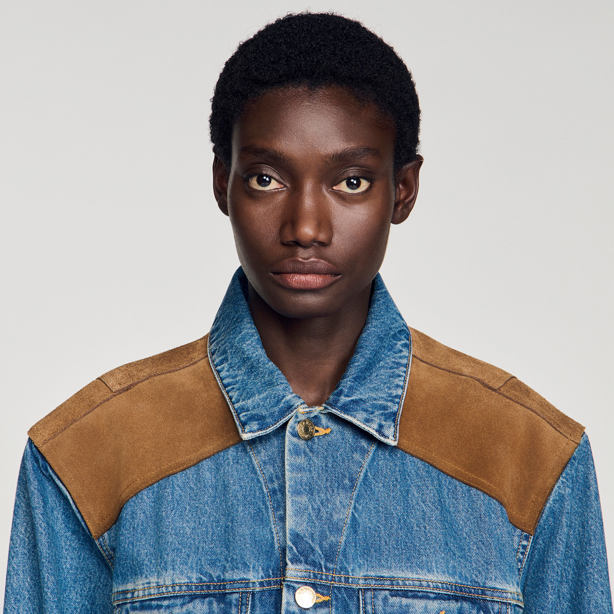 Veste en denim et en daim