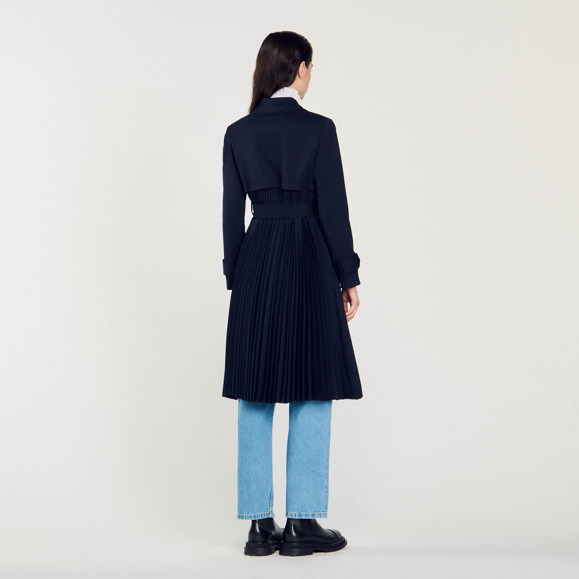 Manteau trench avec insert plissé