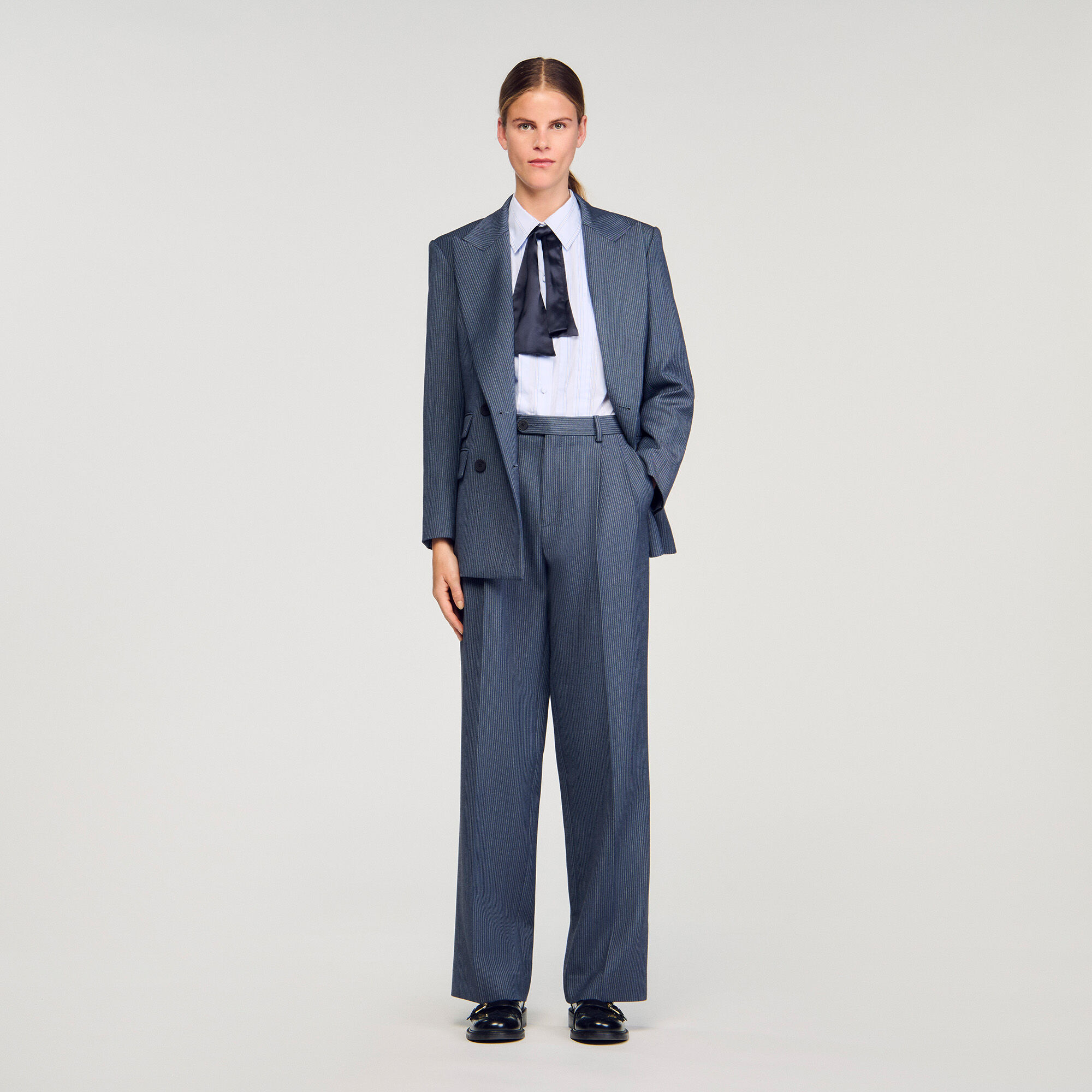 Pantalons à jambes larges rayés
