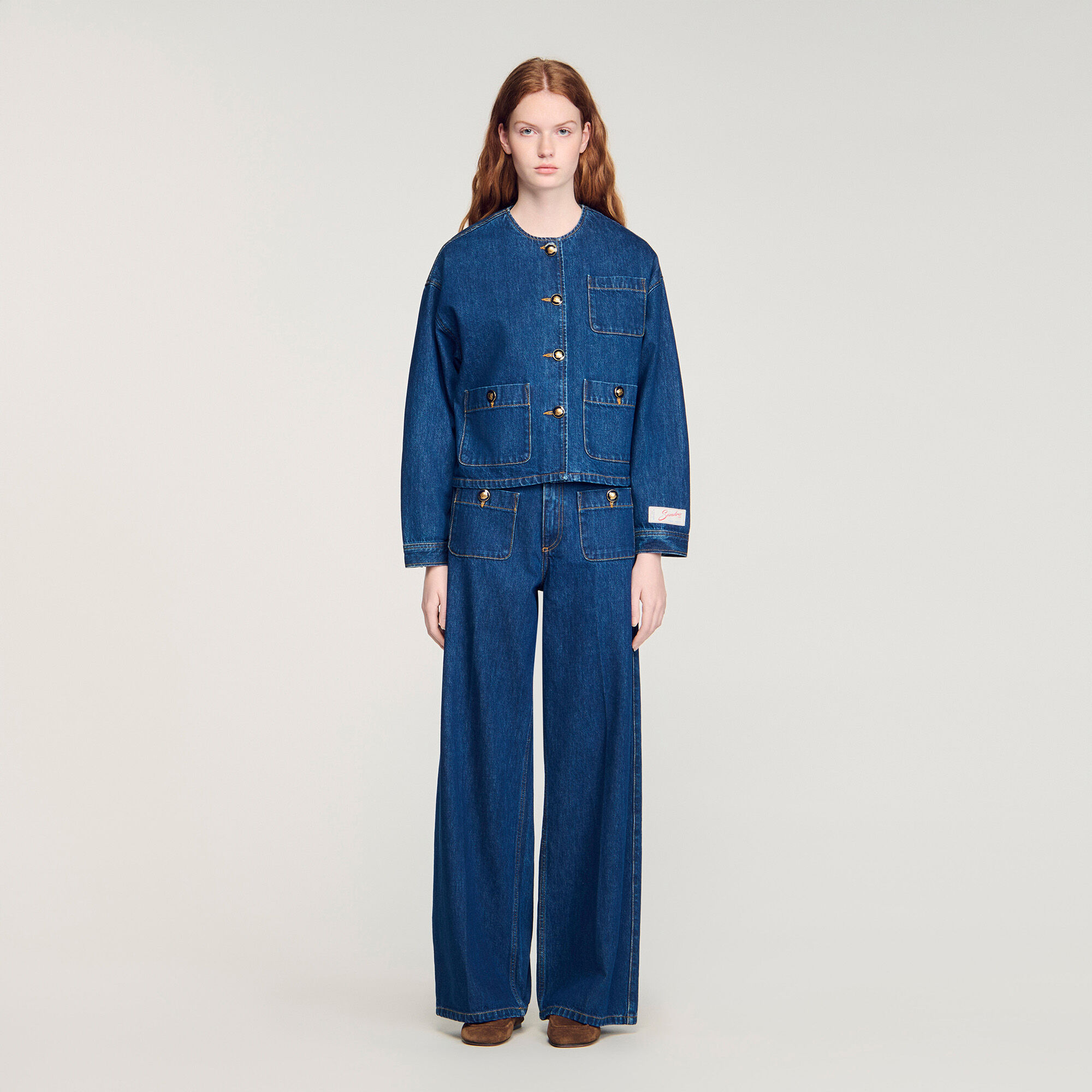 Veste en denim avec boutons fantaisie