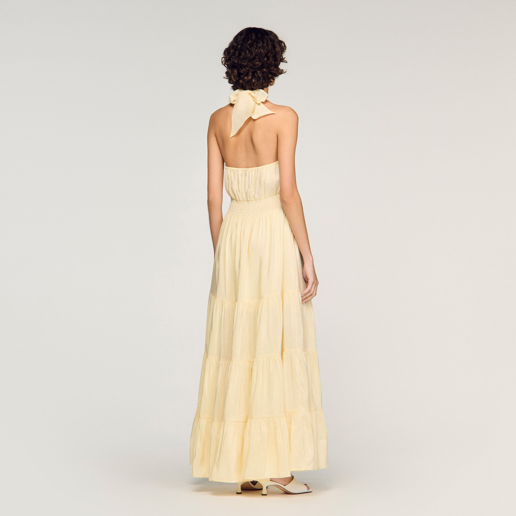 Robe longue en lin à motif floral