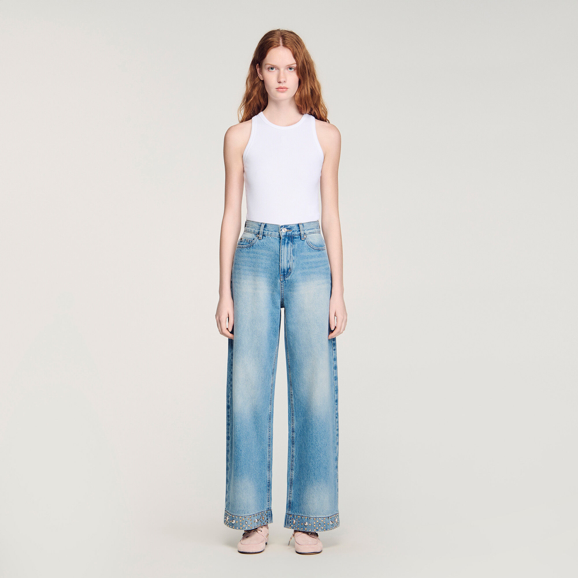 Jean droit strass