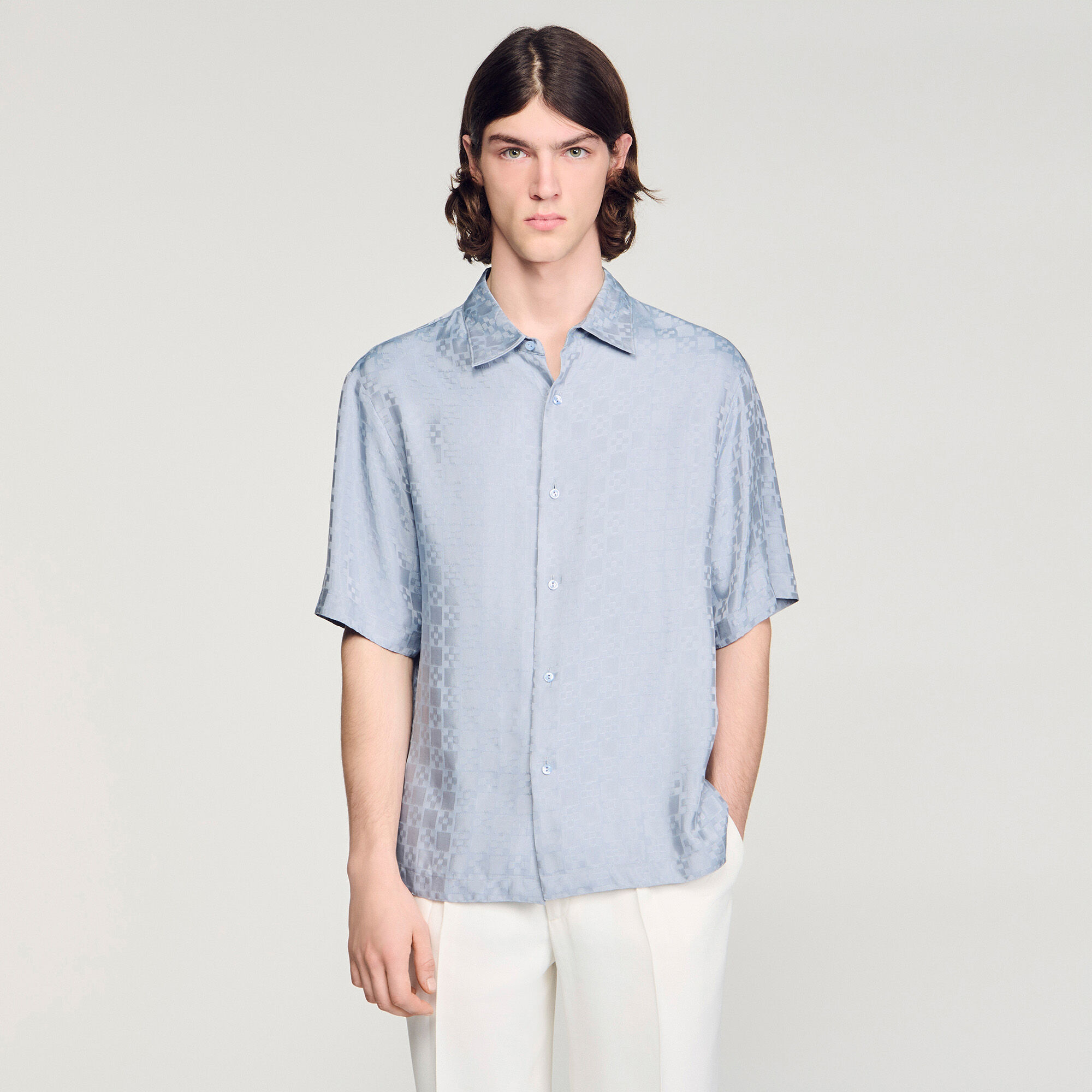 Chemise ample à motif croix carrée