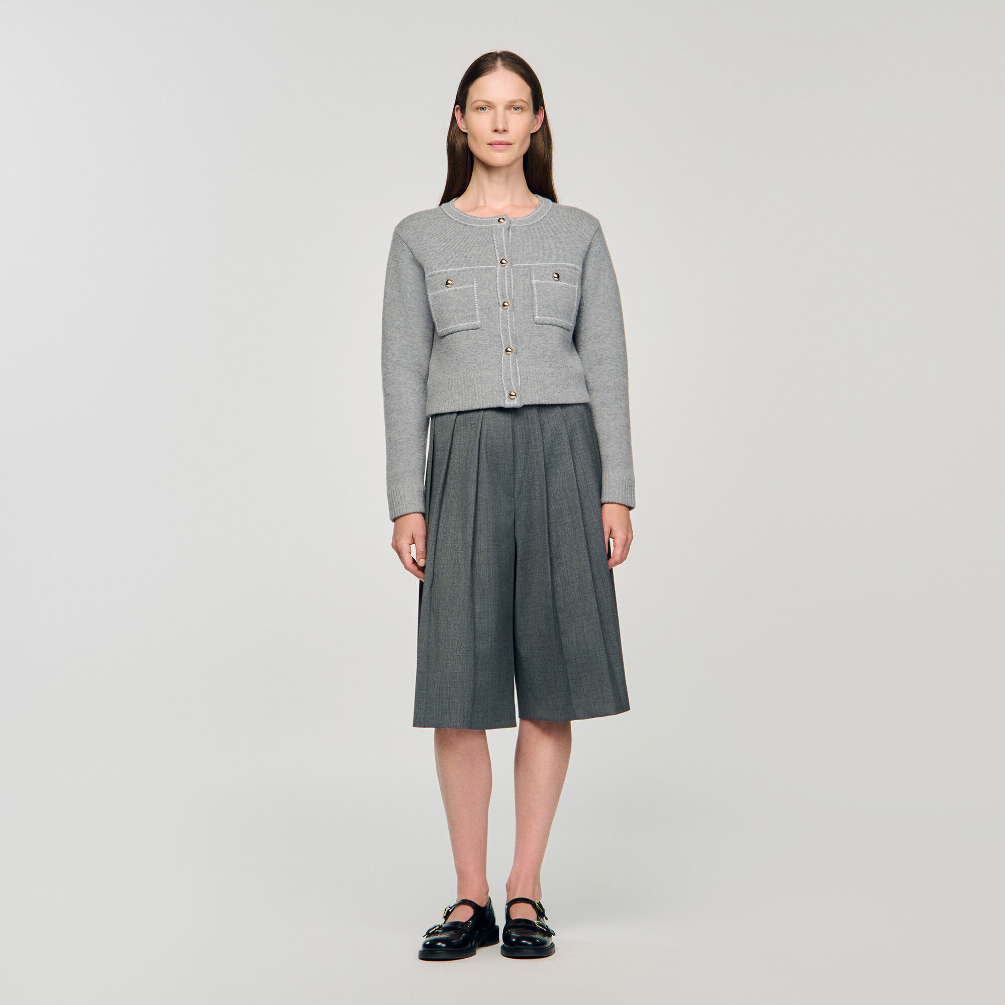 Cardigan à surpiqûres contrastantes