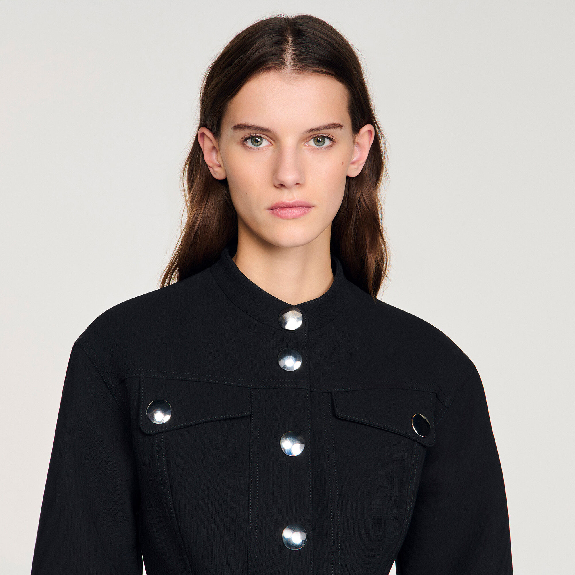 Veste courte à volants avec empiècement