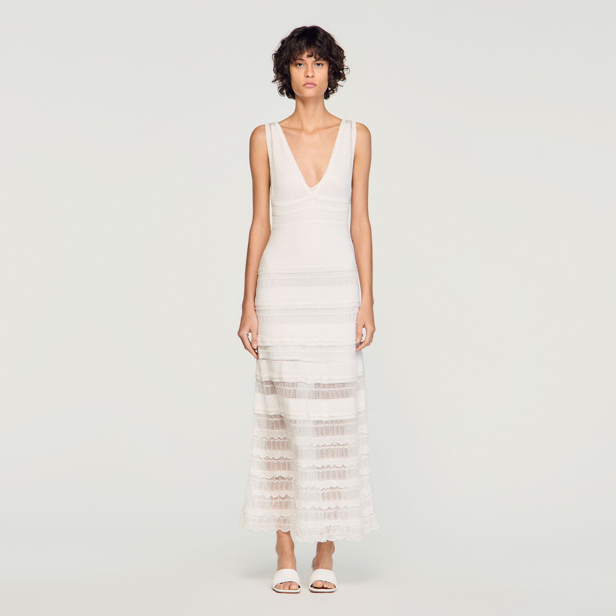 Robe maxi en maille pointelle