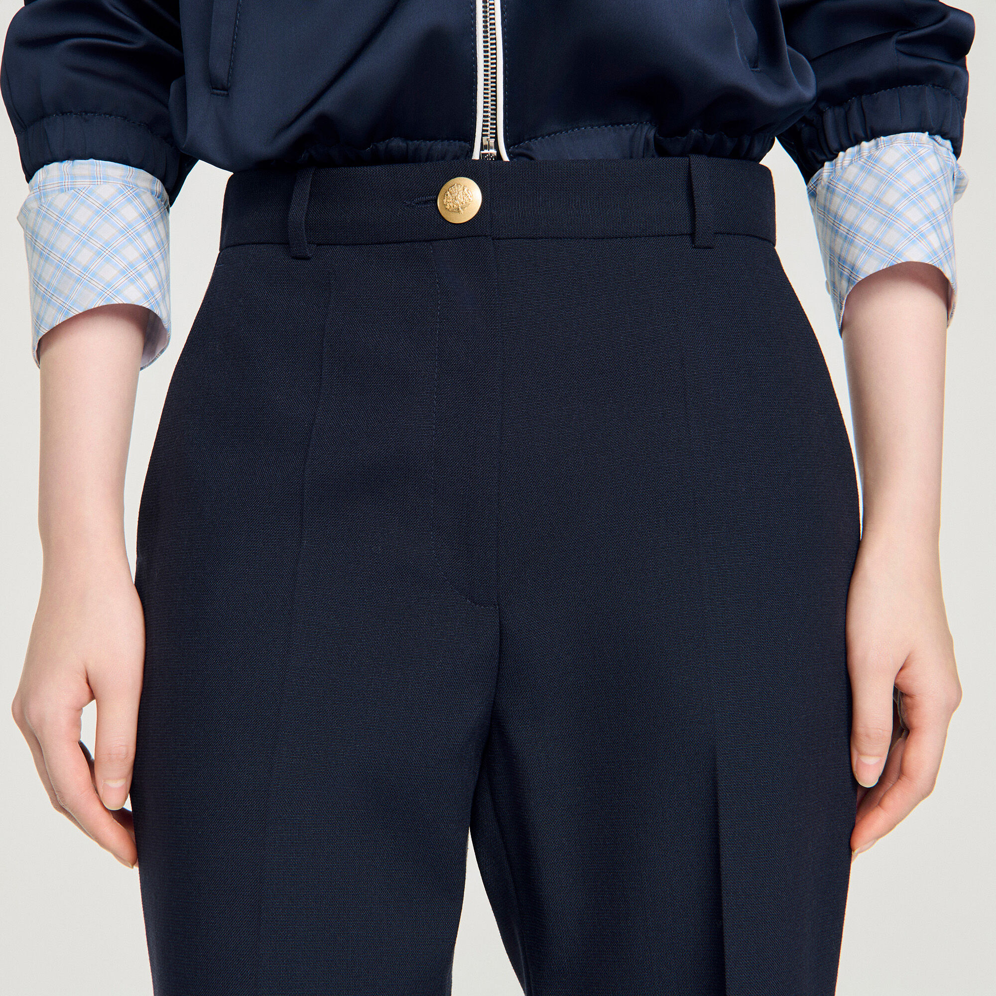 Pantalon en laine à jambes larges
