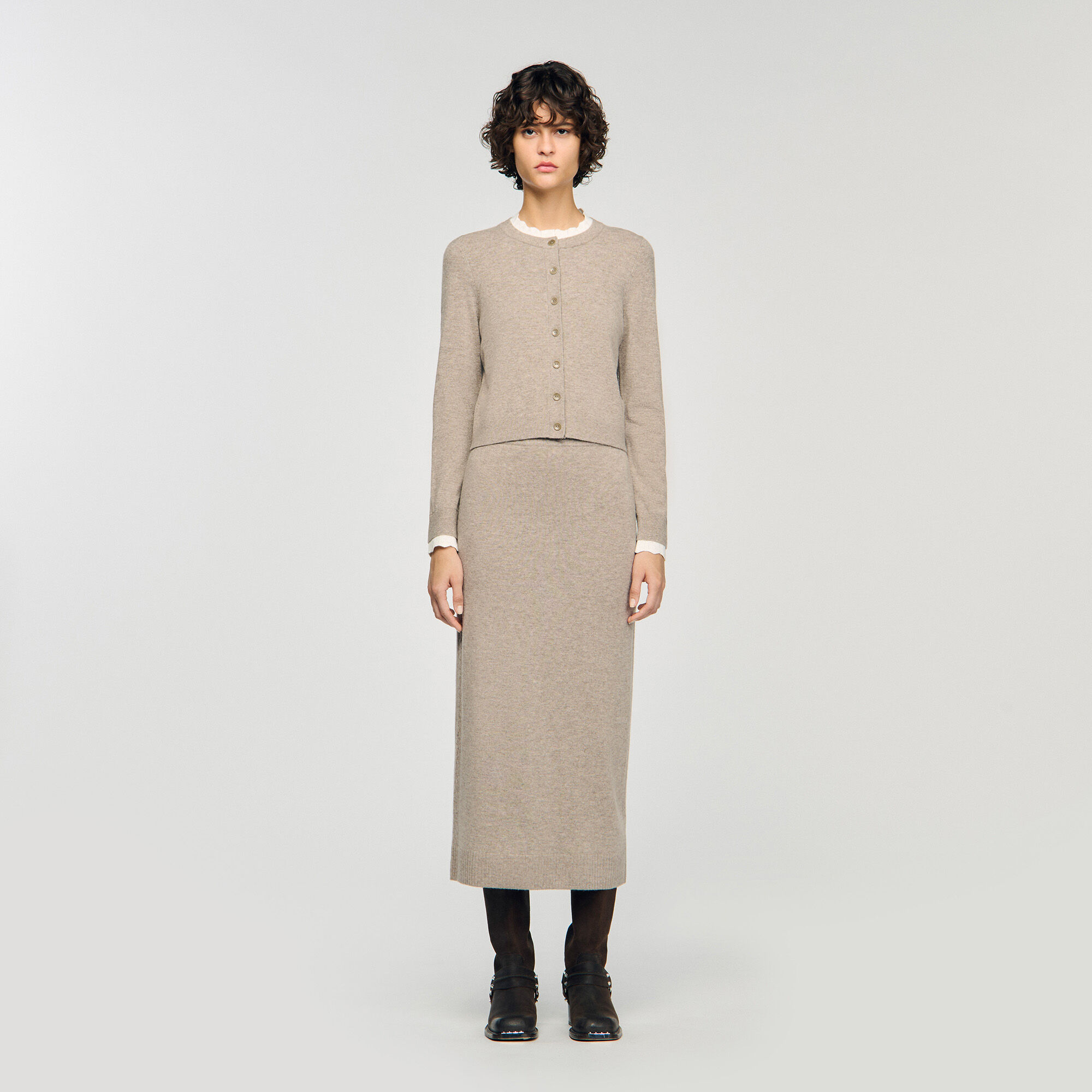 Cardigan à col contrastant