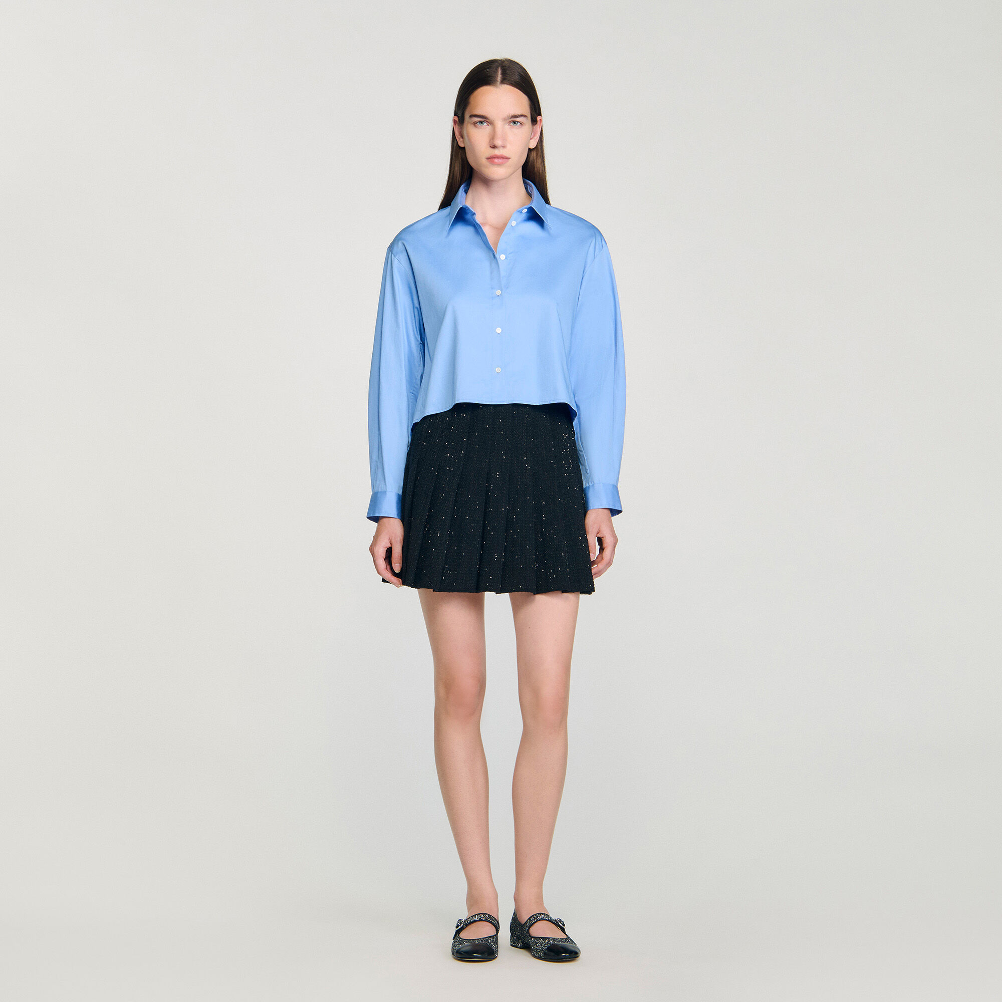 Mini jupe en tweed brodé