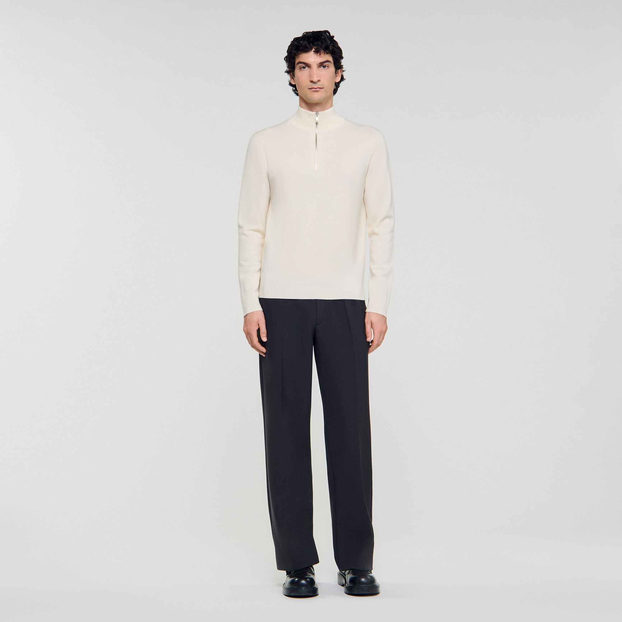 Pull en laine avec col à fermeture éclair