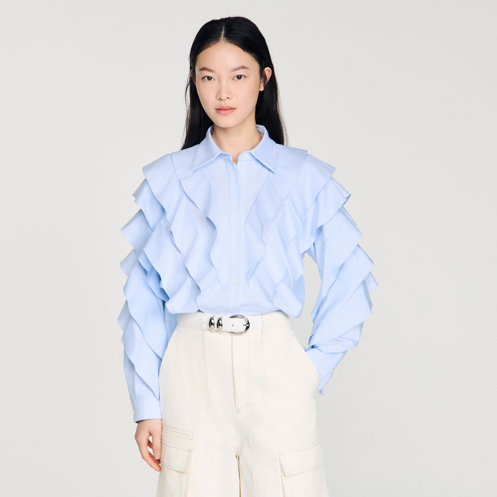 Chemise en coton à volants
