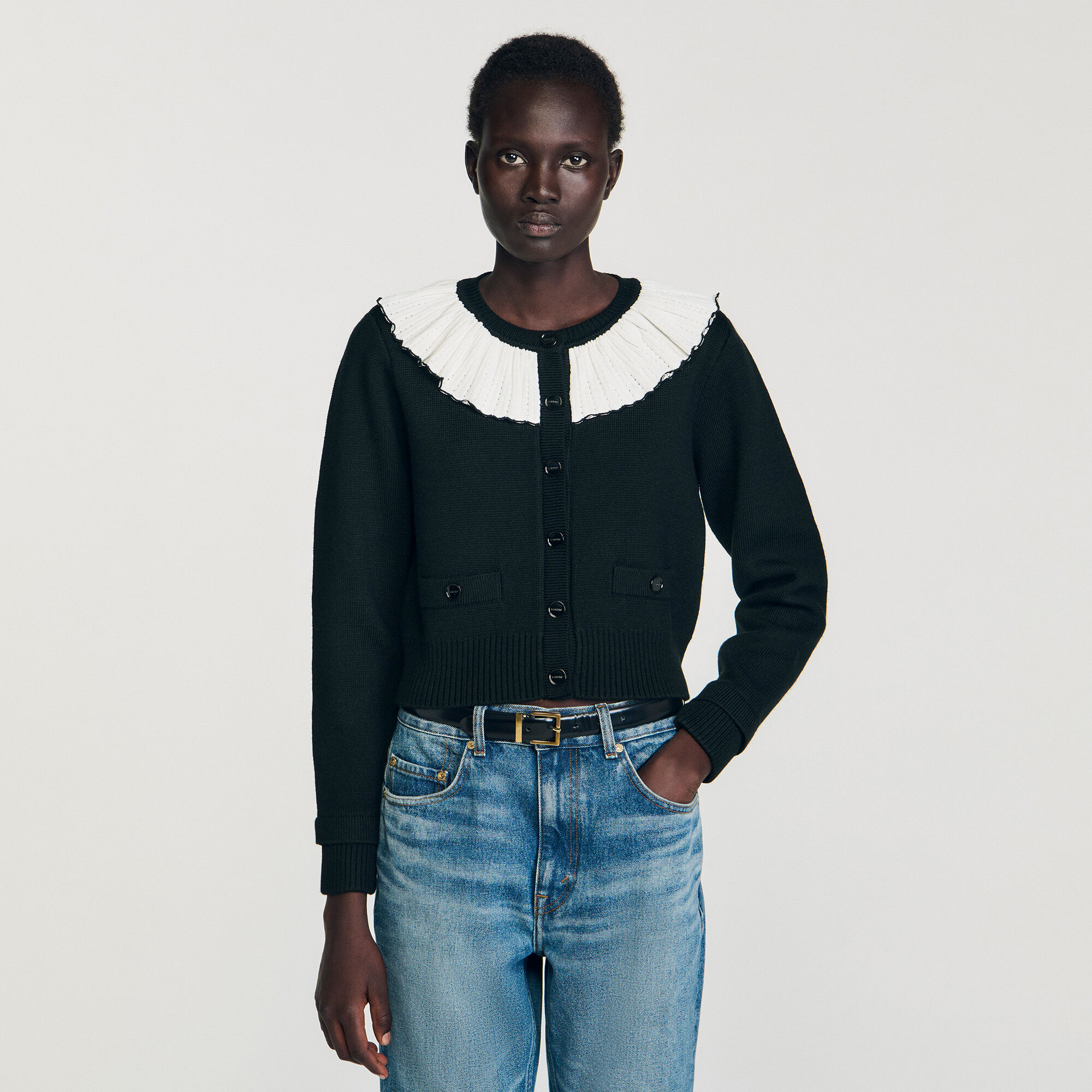 Cardigan avec col contrastant