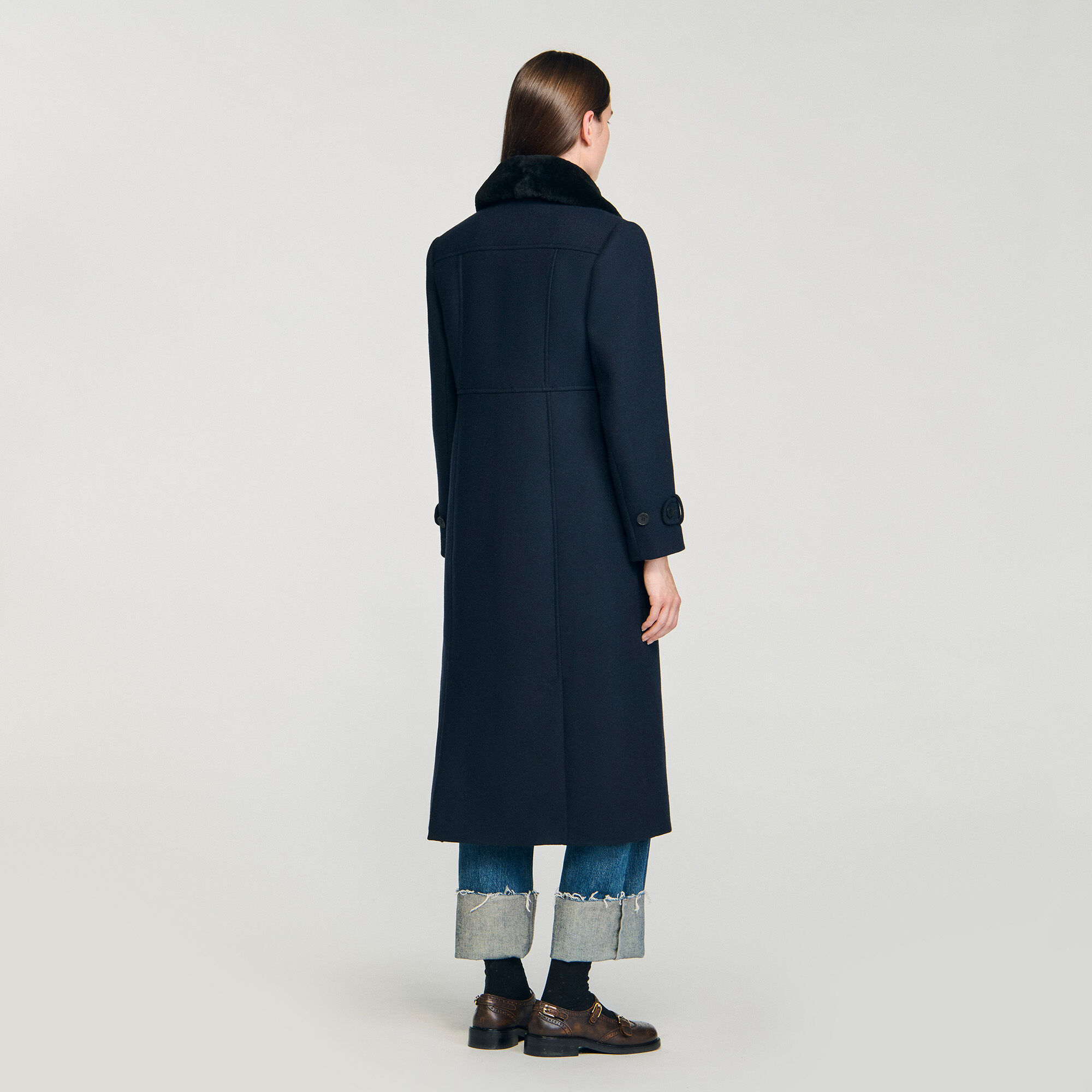 Manteau avec col en shearling amovible