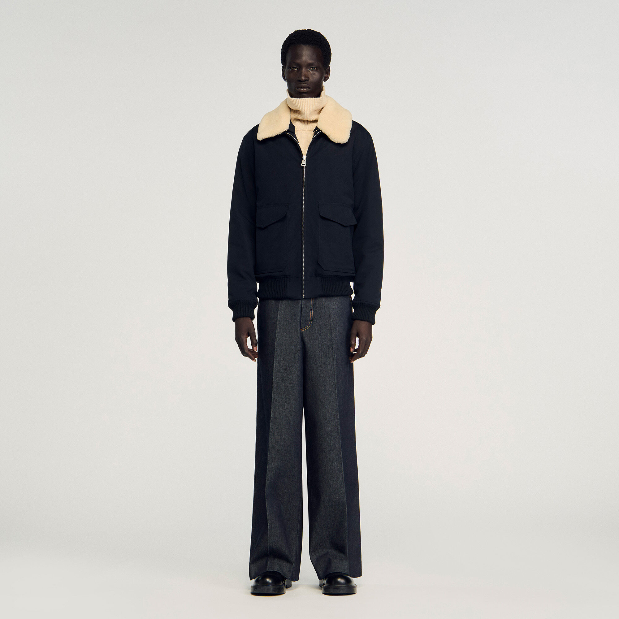 Veste aviateur à col amovible