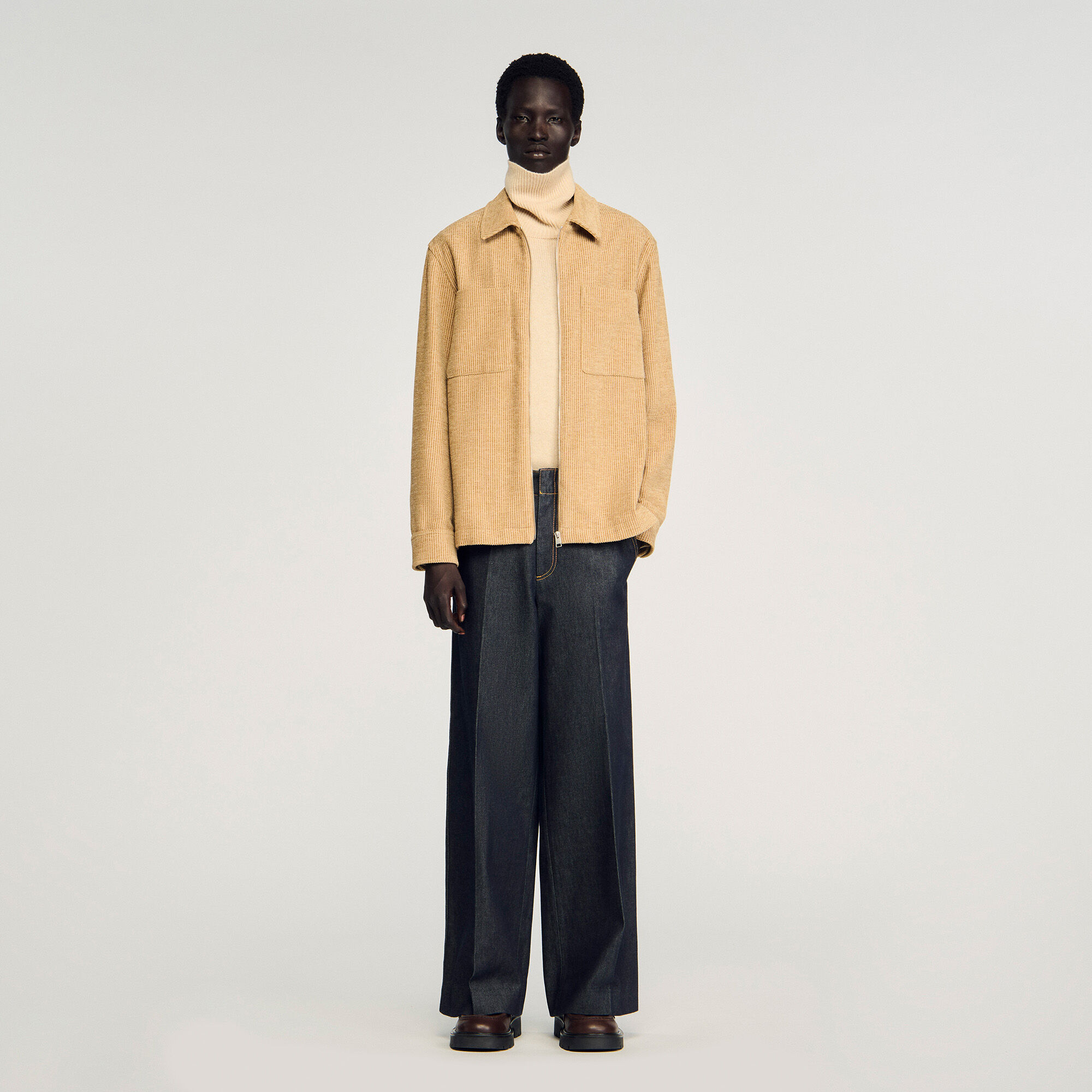 Veste en velours côtelé à fermeture éclair