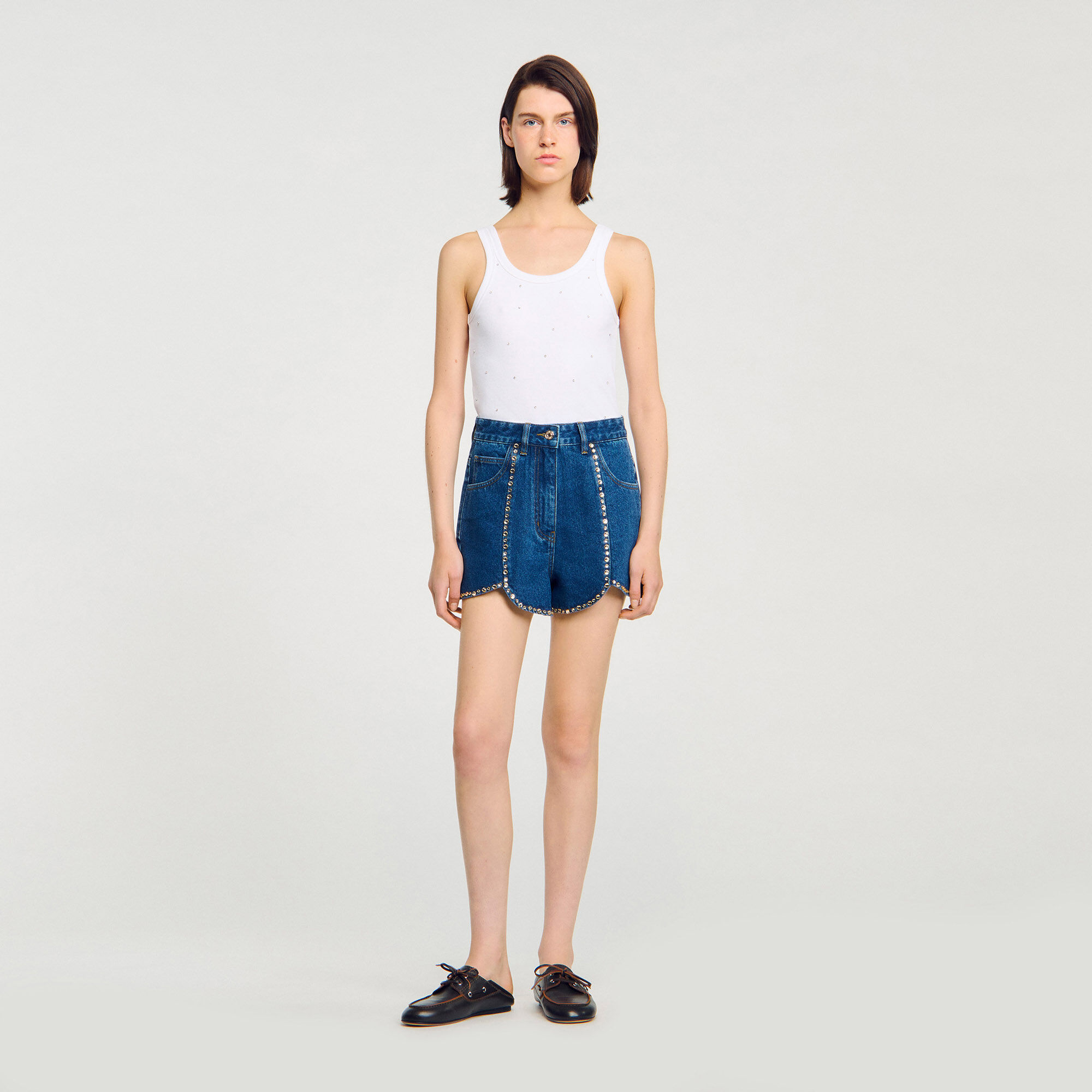Shorts en denim strass