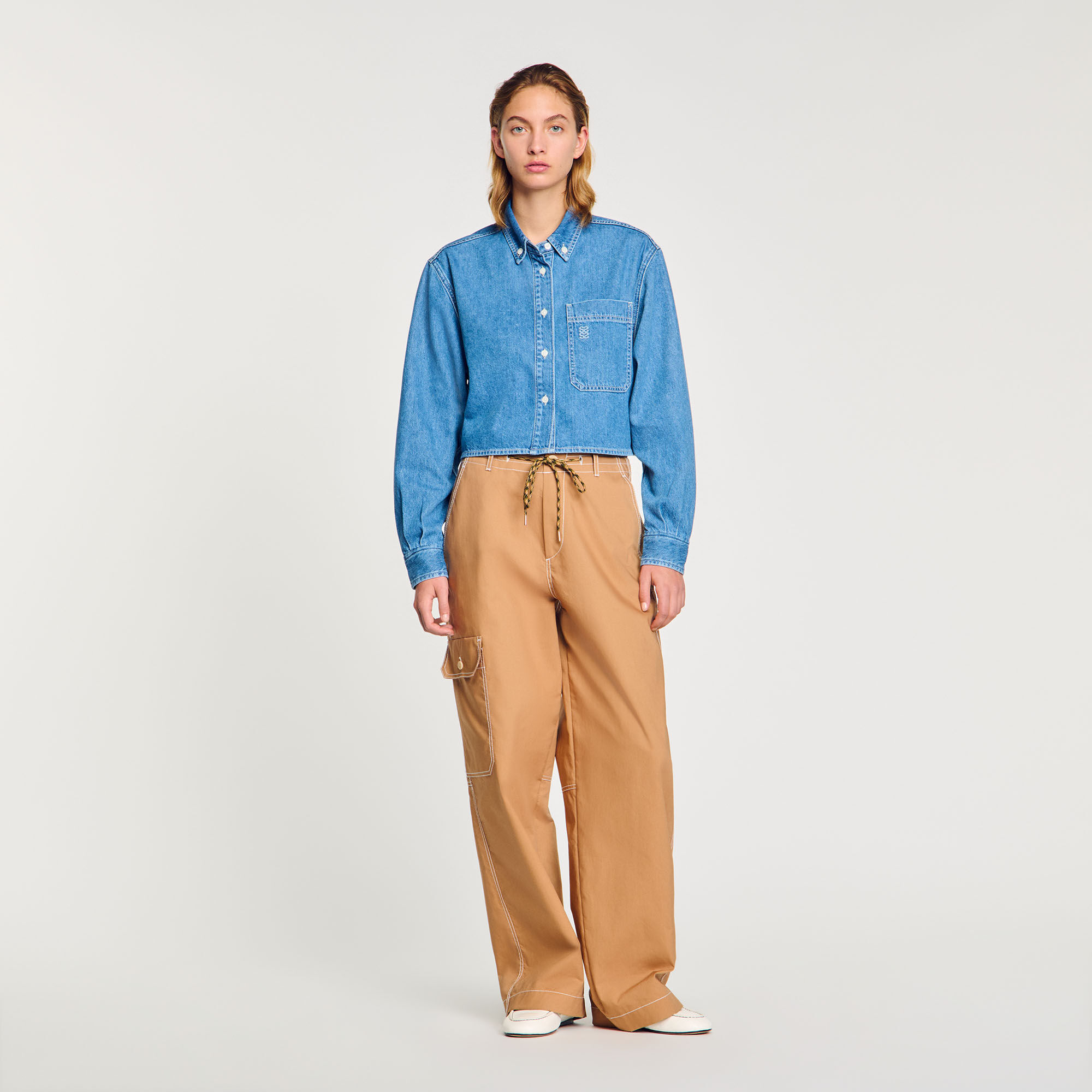 Chemise courte en denim