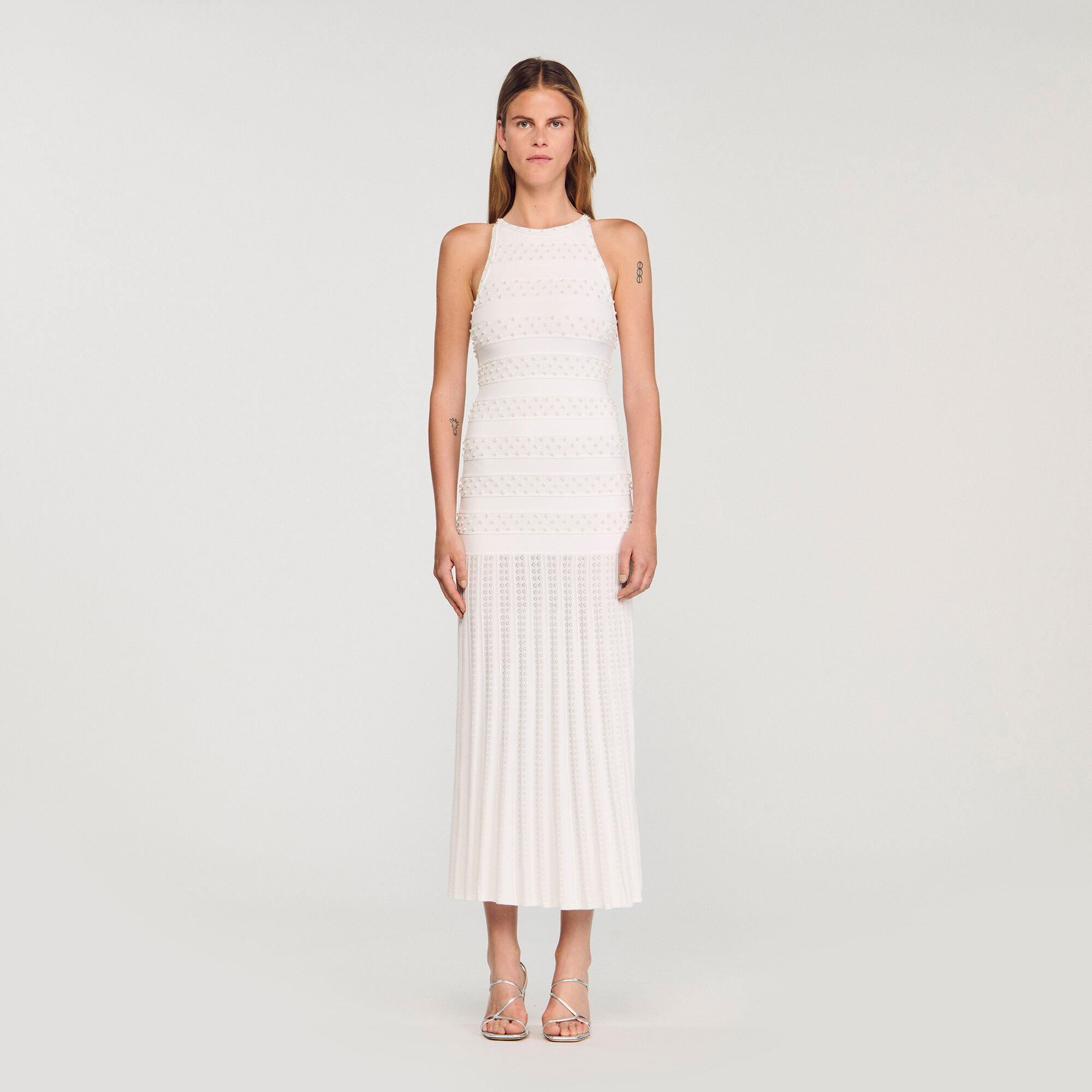 Robe maxi perlée