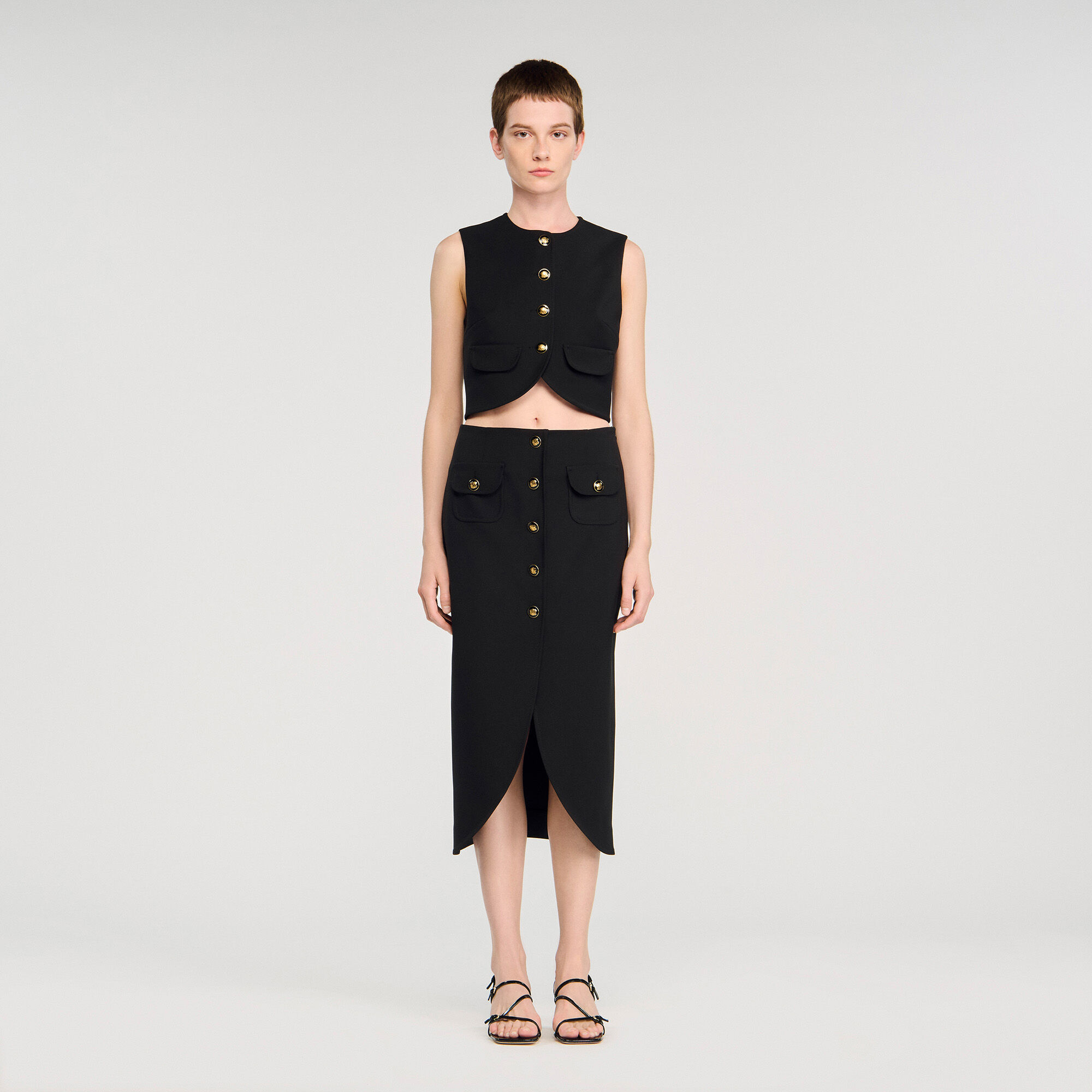 Jupe midi boutonnée