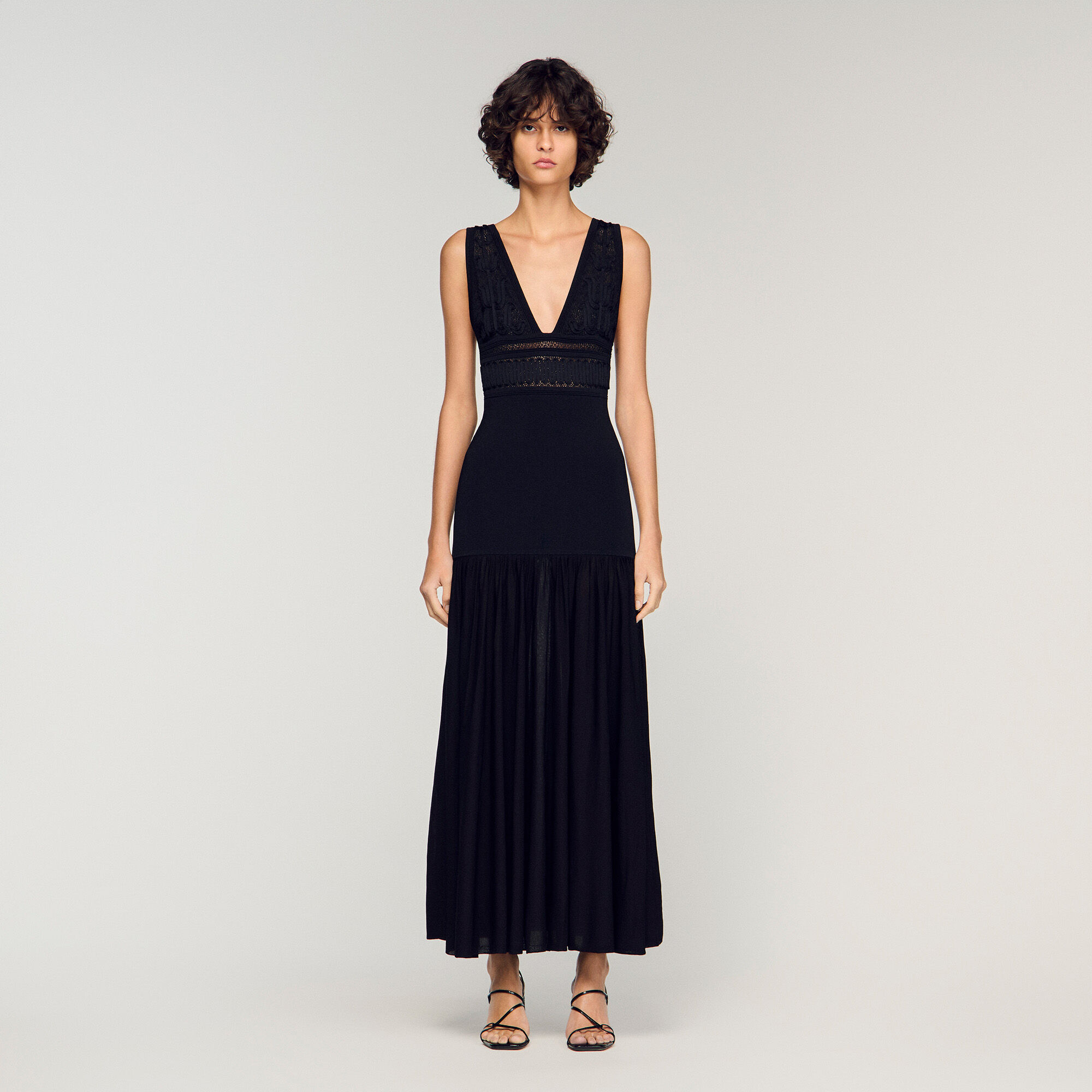 Robe maxi en maille à volants