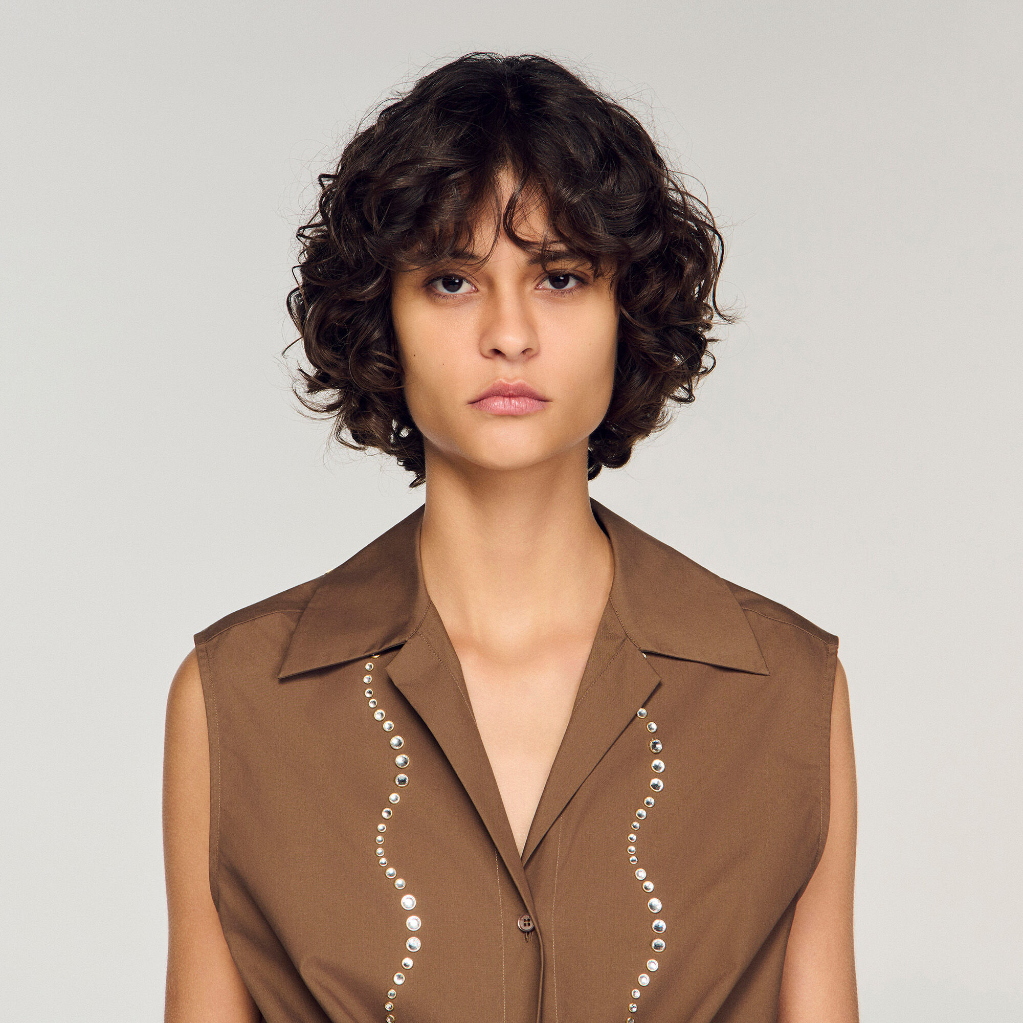 Chemise courte strass