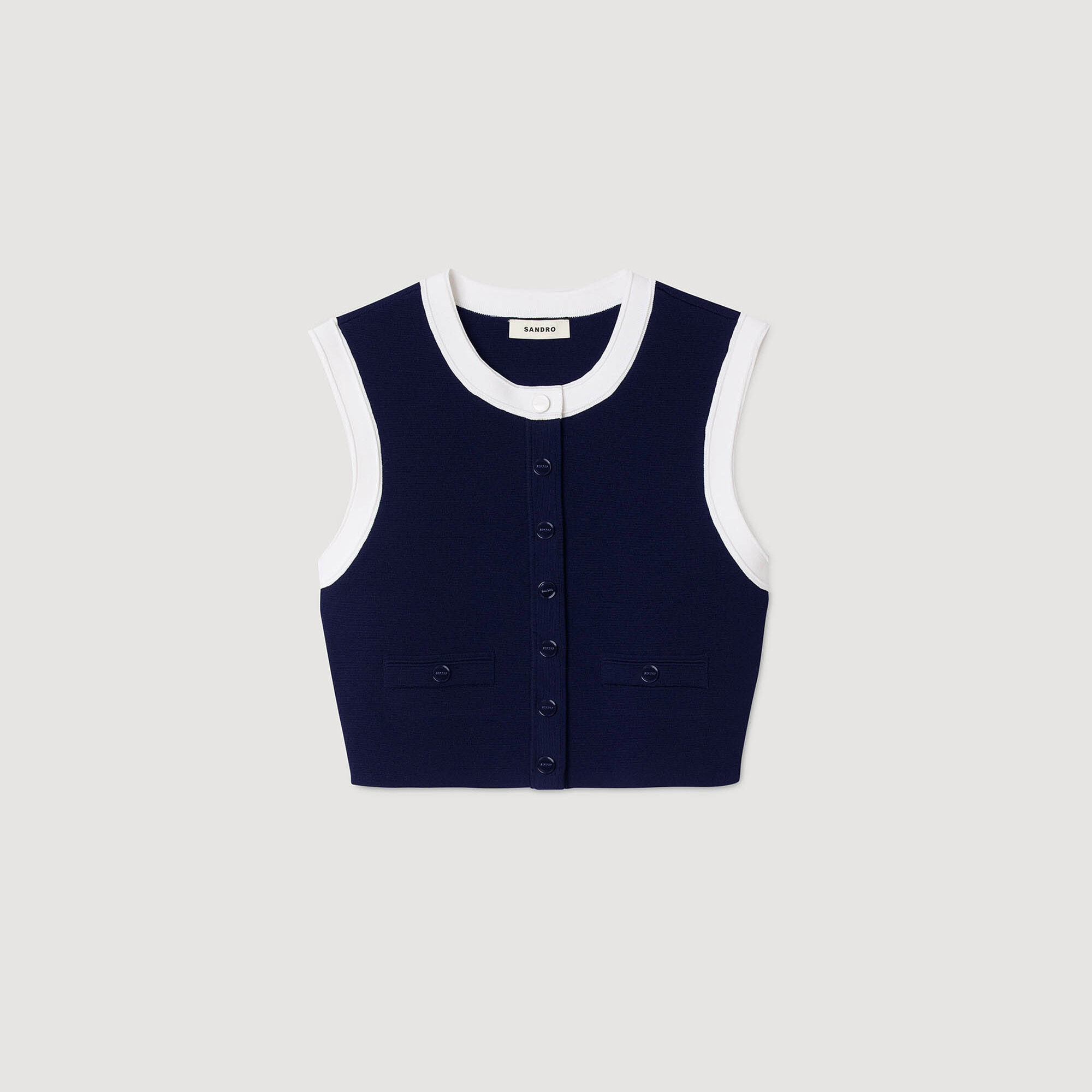 Top tricot cropped à deux tons