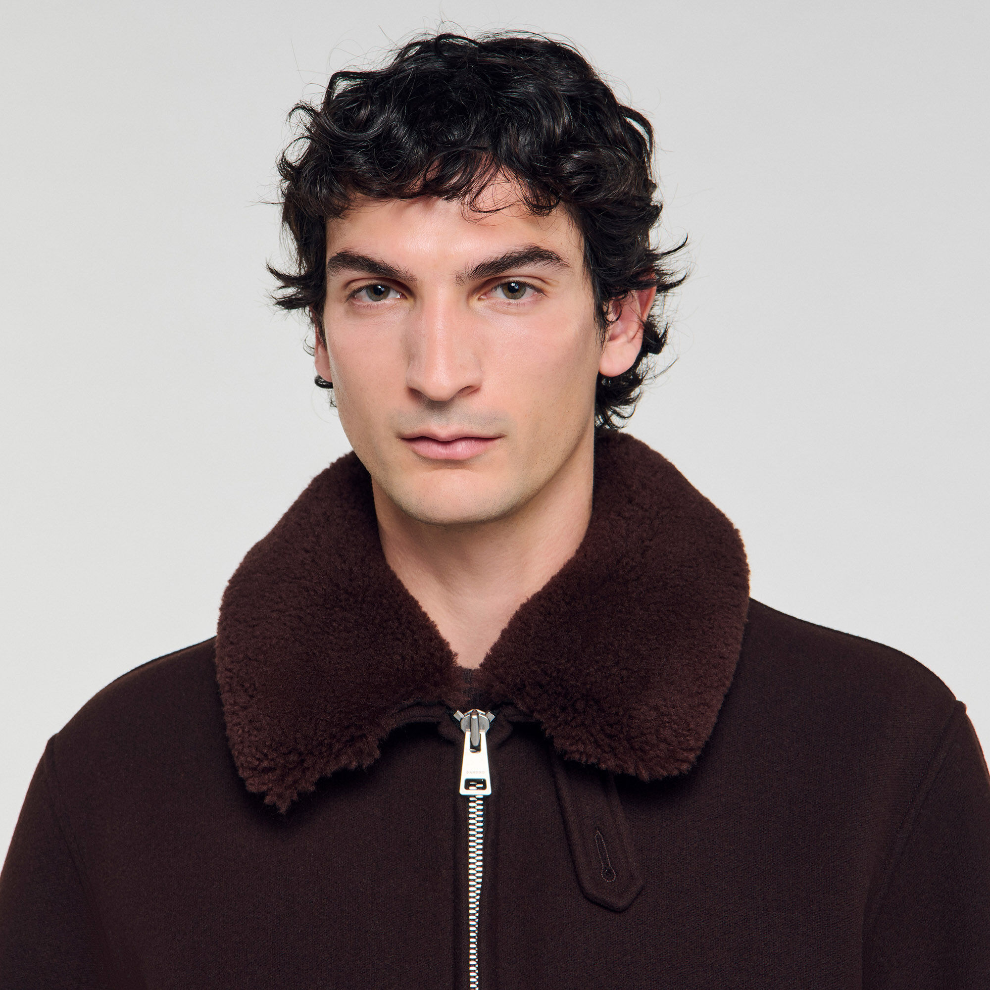 Blouson aviateur en laine avec fourrure