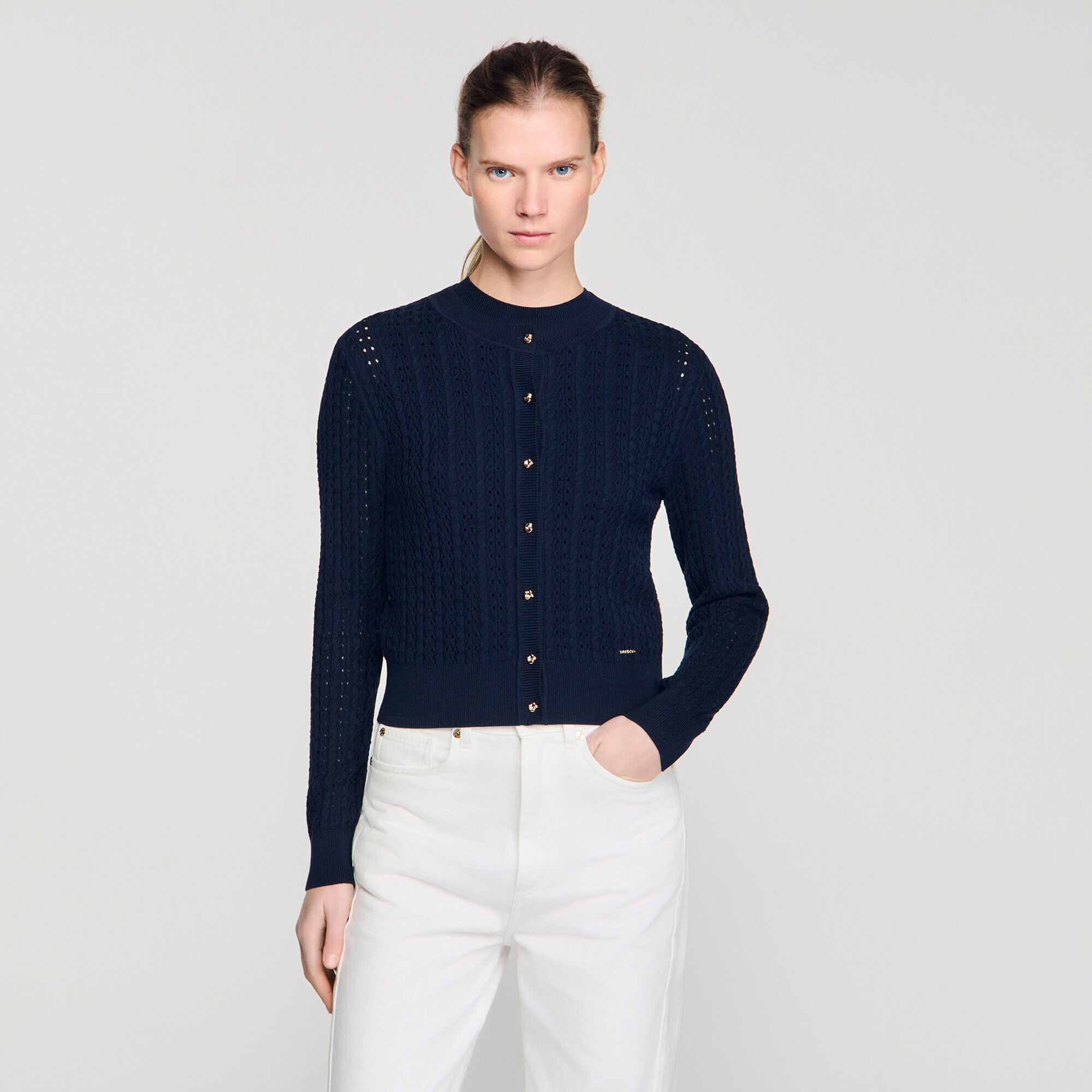 Cardigan ajusté en maille structurée