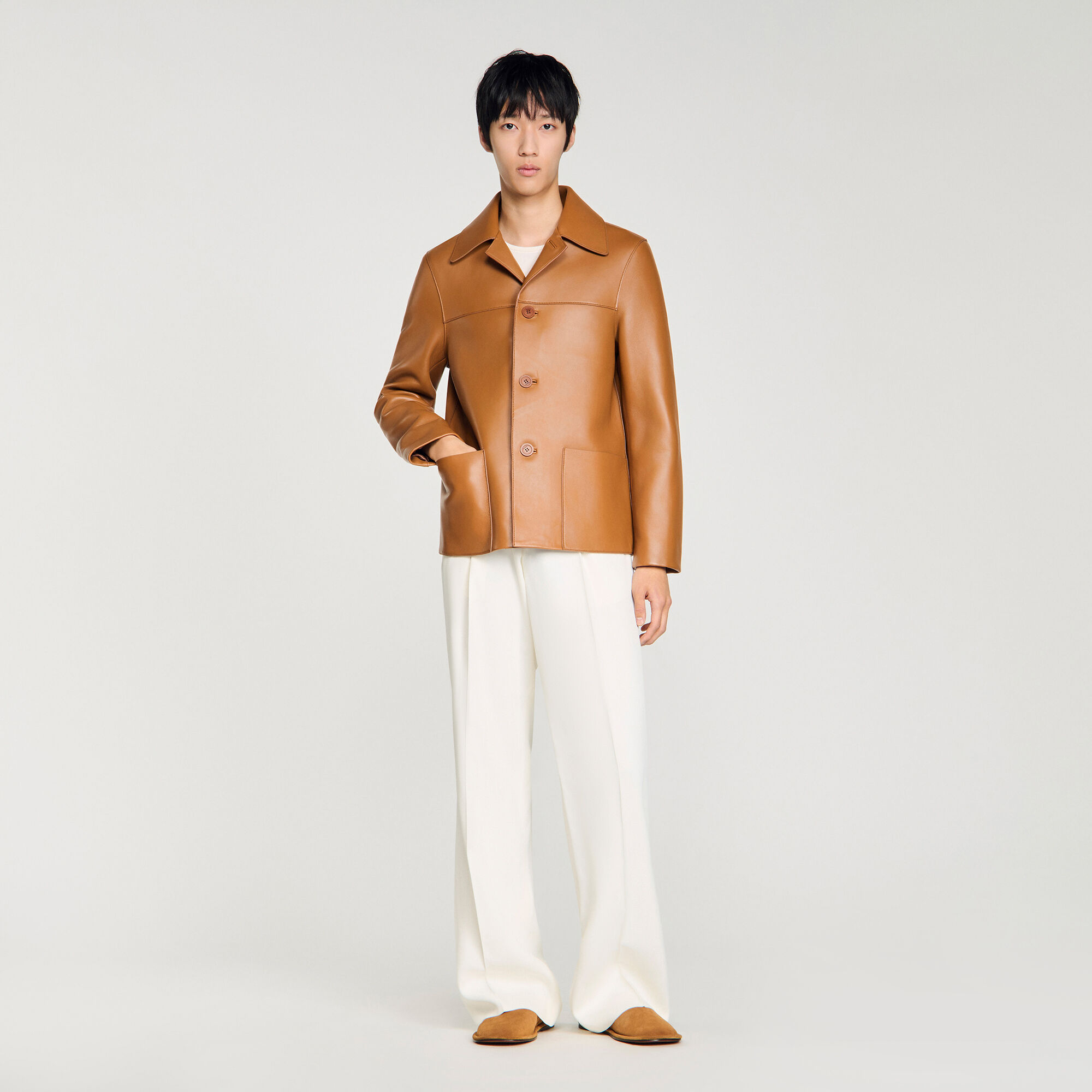 Veste en peau de mouton boutonnée