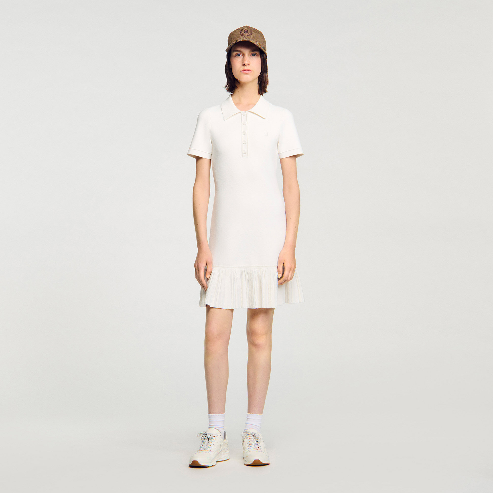 Mini robe tricot à col polo