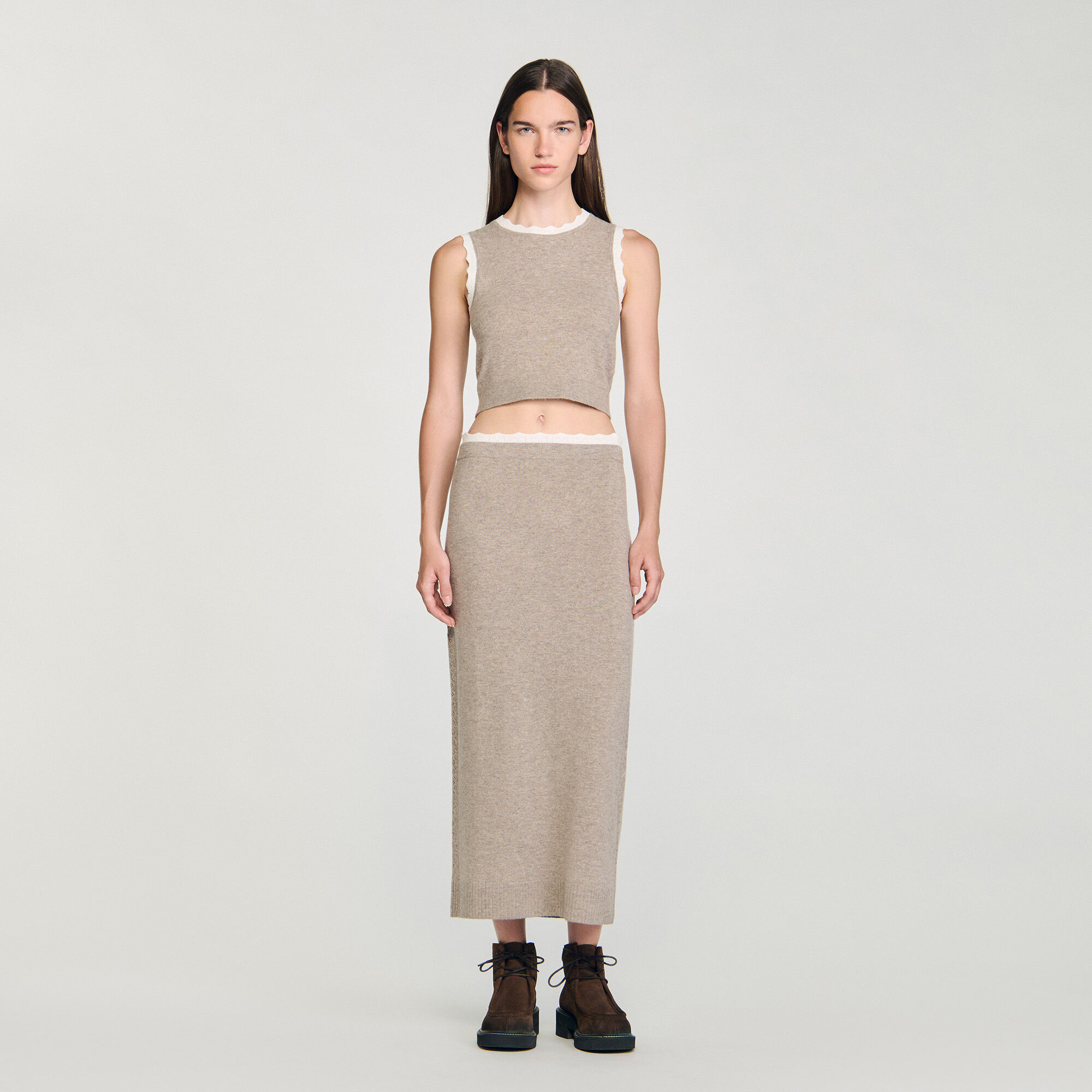 Jupe-maxi en tricot à deux tons