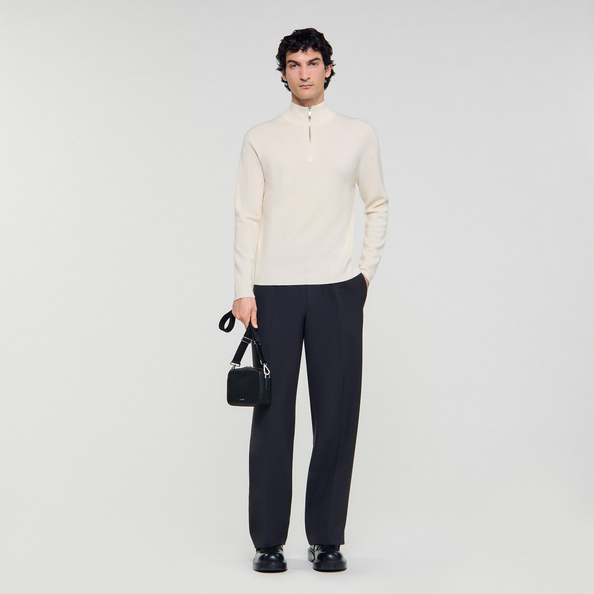 Pull en laine avec col à fermeture éclair