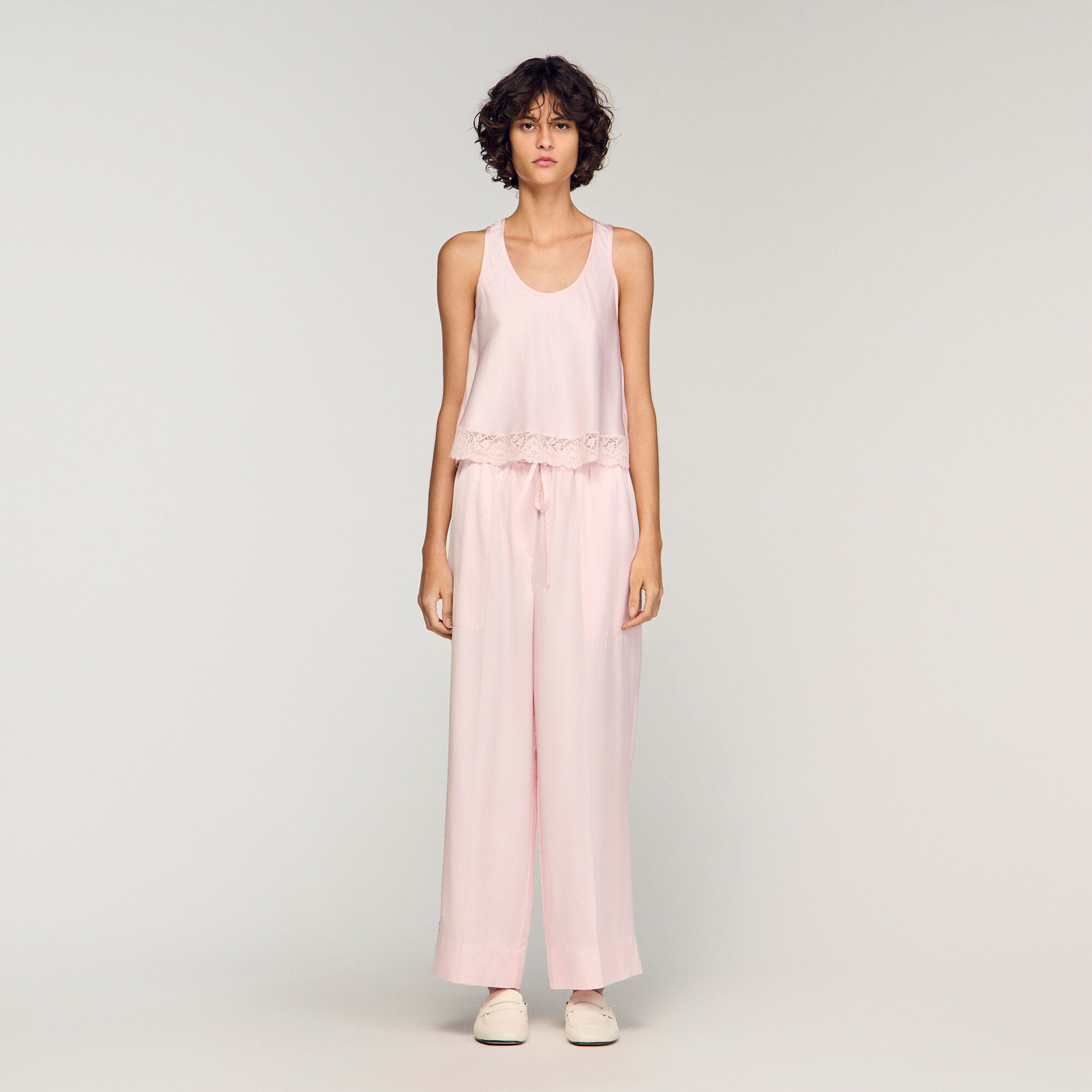 Pantalon large en satin