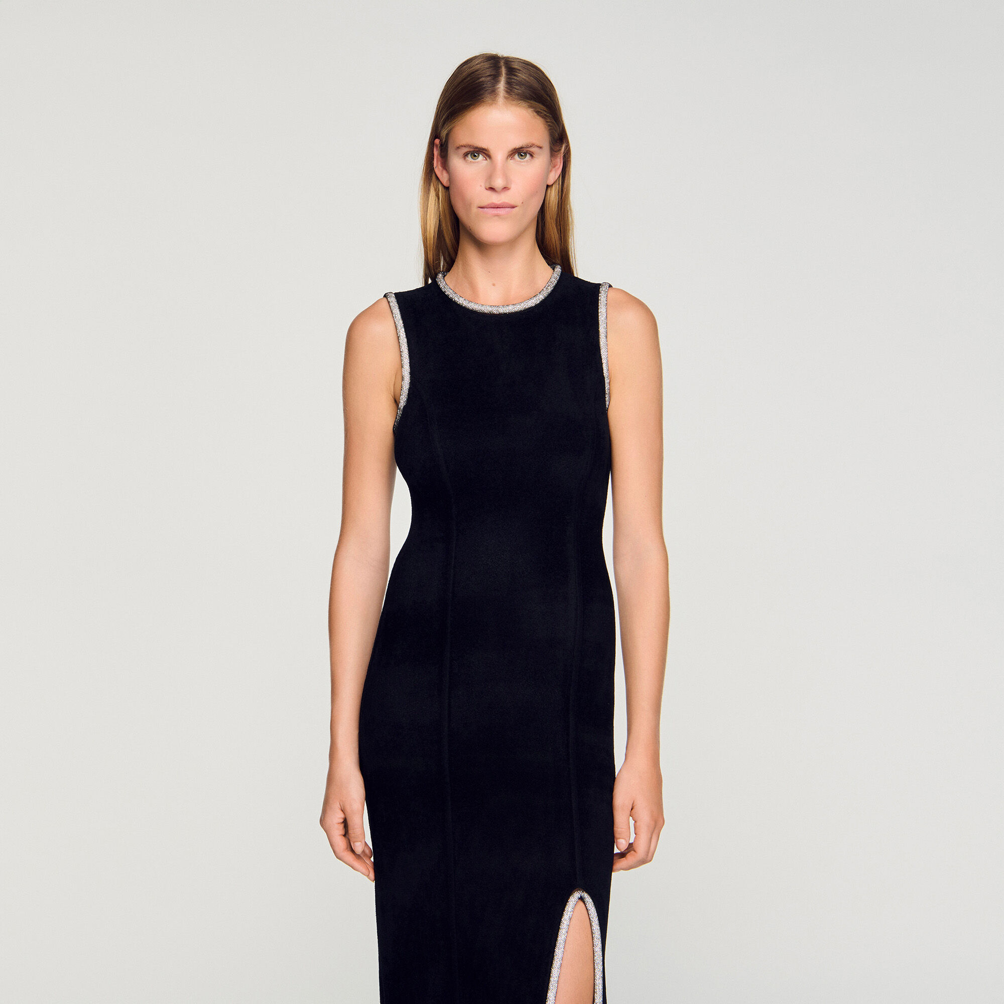 Robe maxi à fente strass