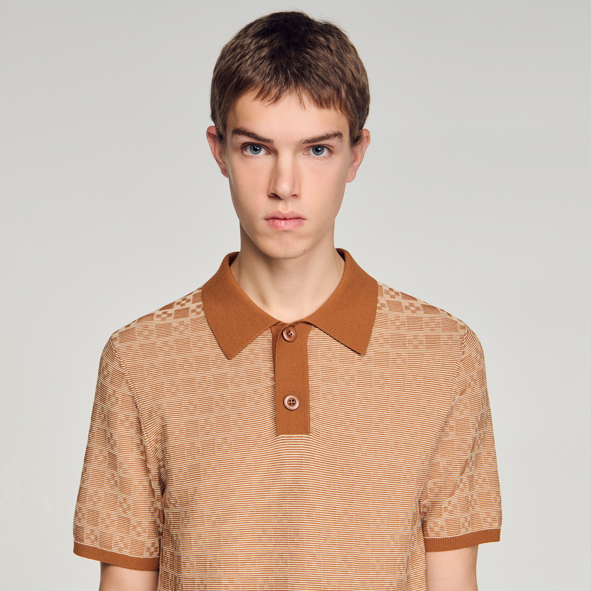 Chemise polo carré à motif jacquard