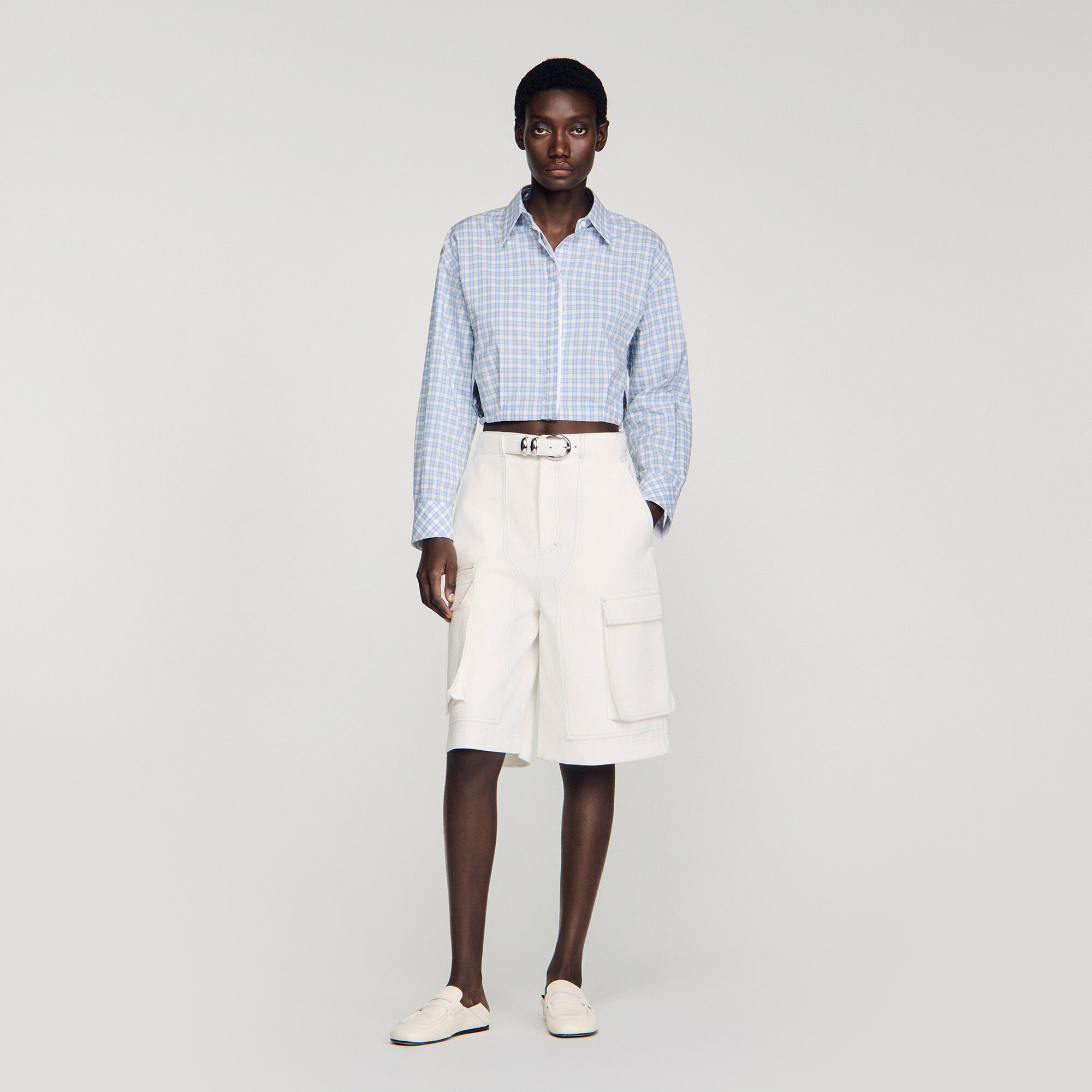 Shorts de coton bermuda à jambe large