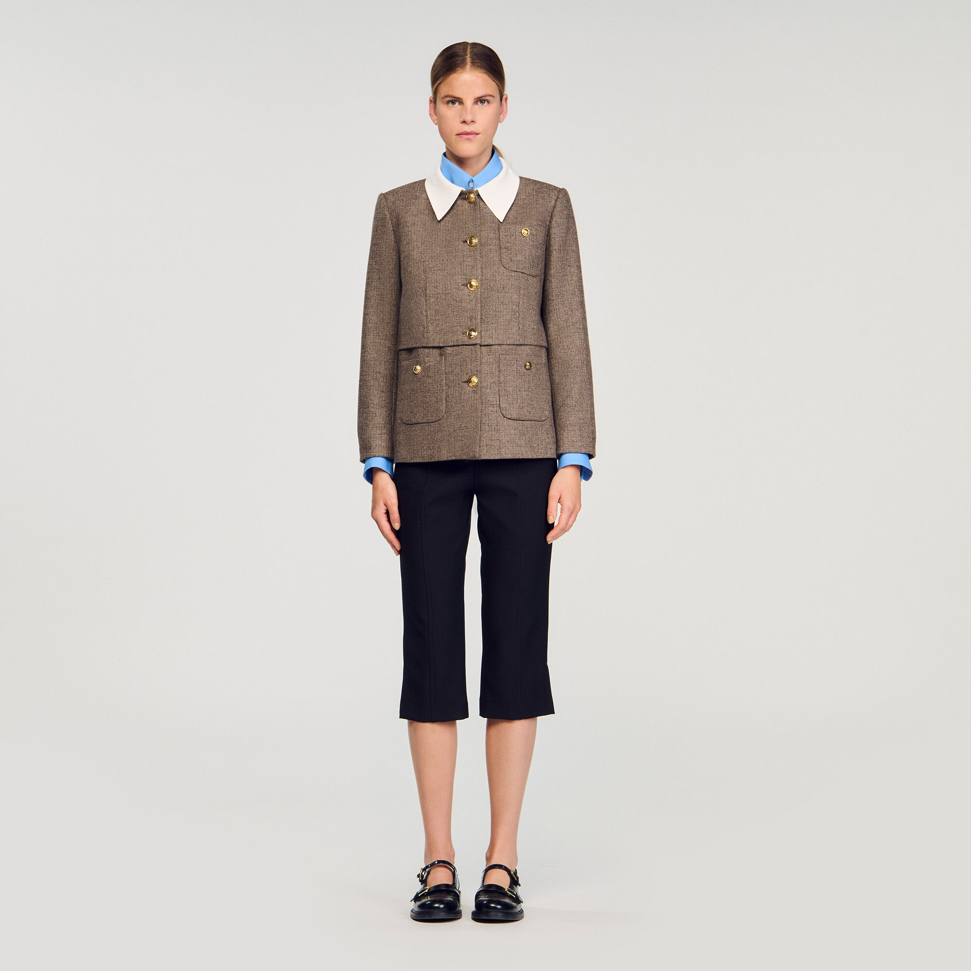 Veste de costume à carreaux houndstooth