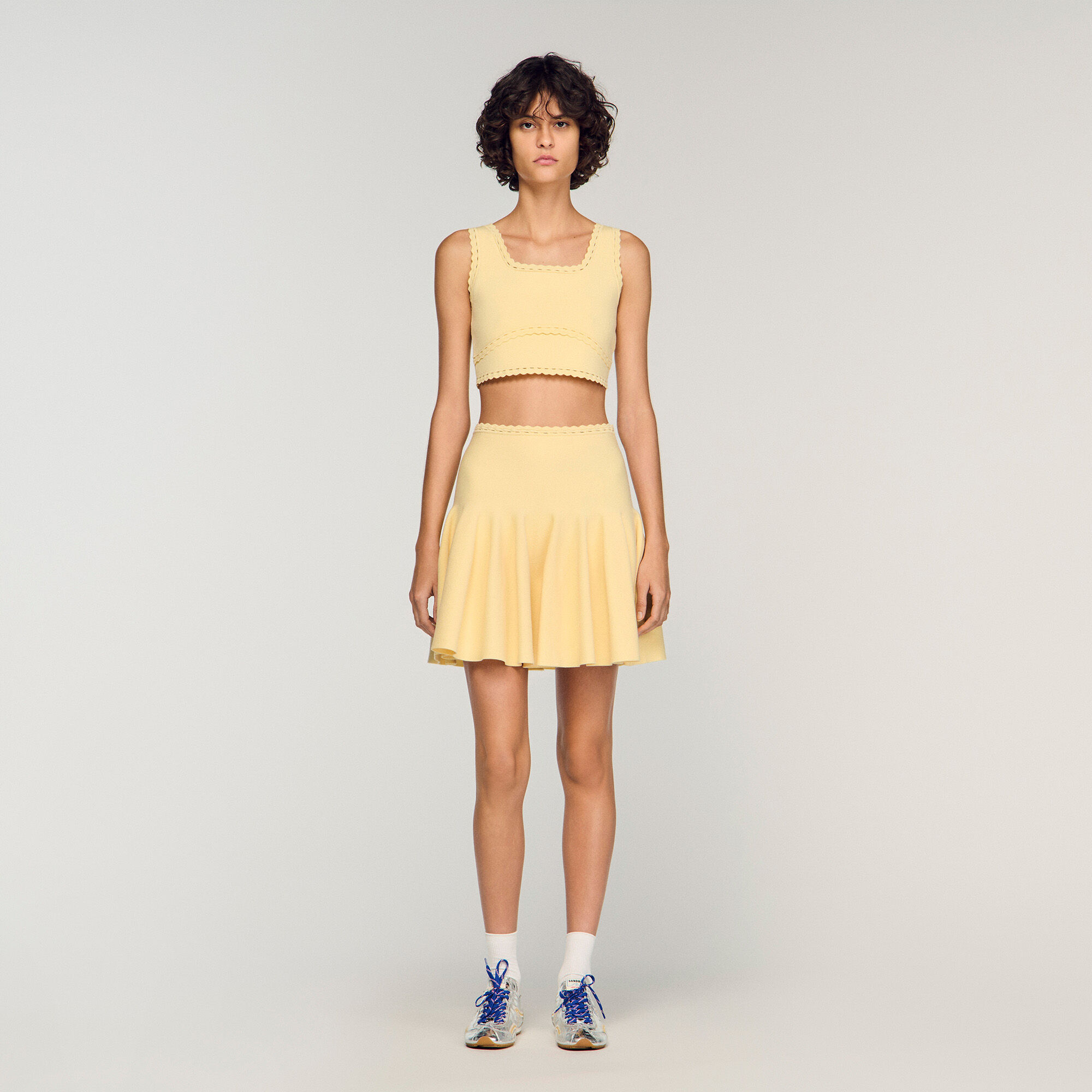 Mini jupe patineuse en maille