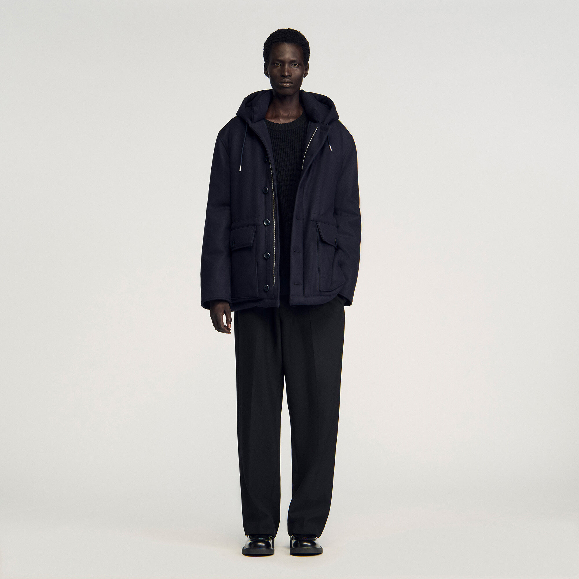 Parka en laine avec capuche