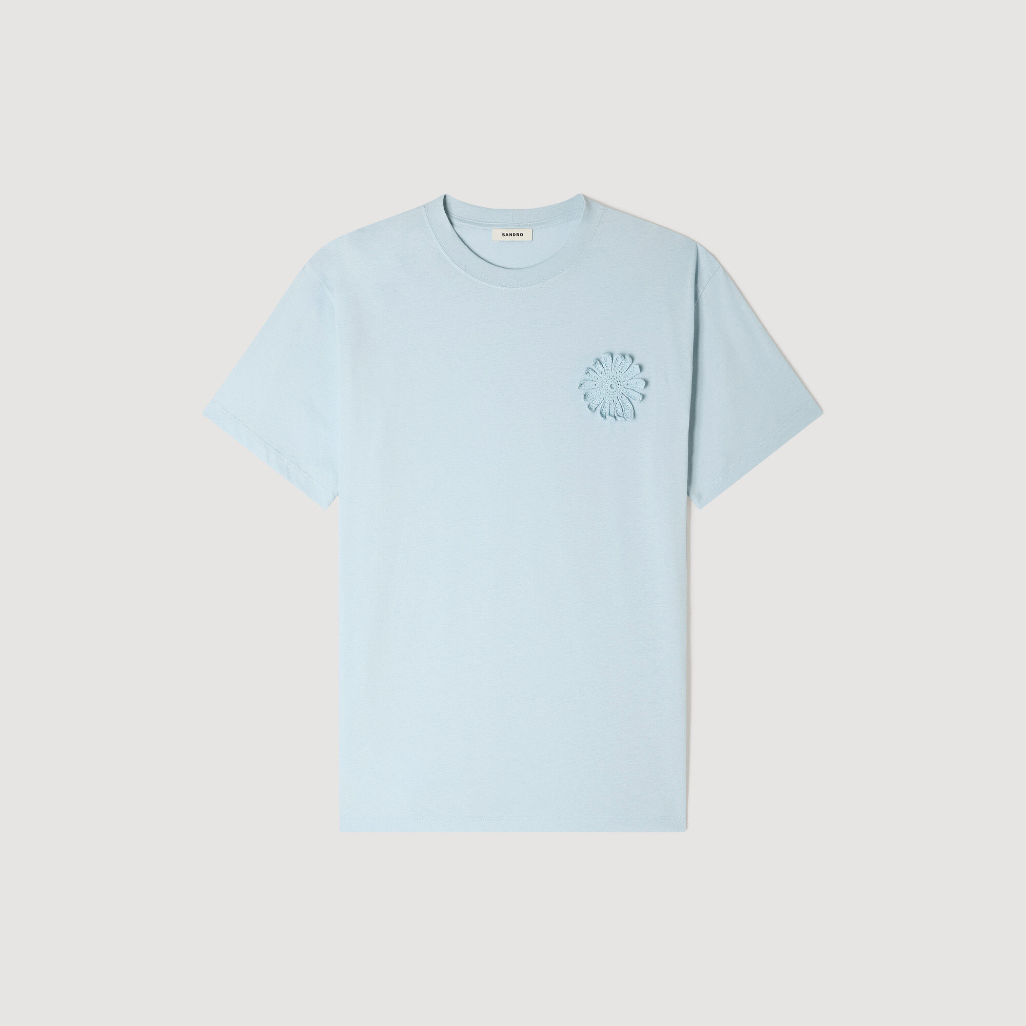 T-shirt en coton à fleurs crochet