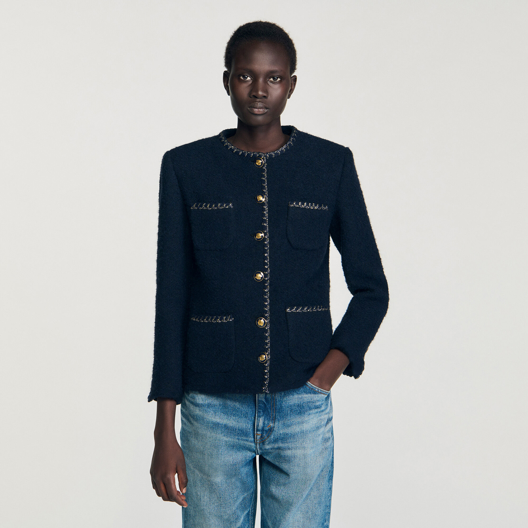 Veste en tweed avec col amovible