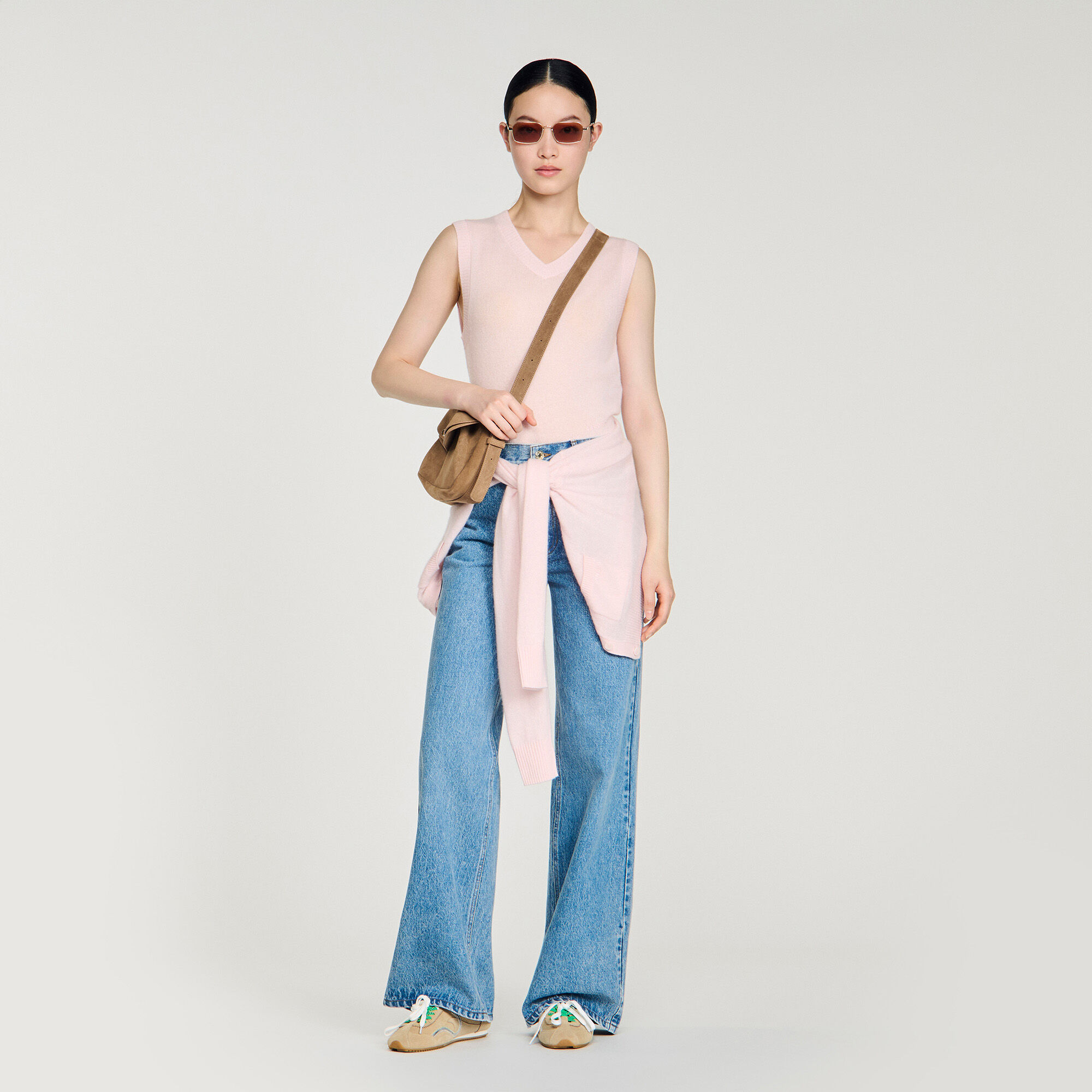 Gilet en laine et cachemire brodé