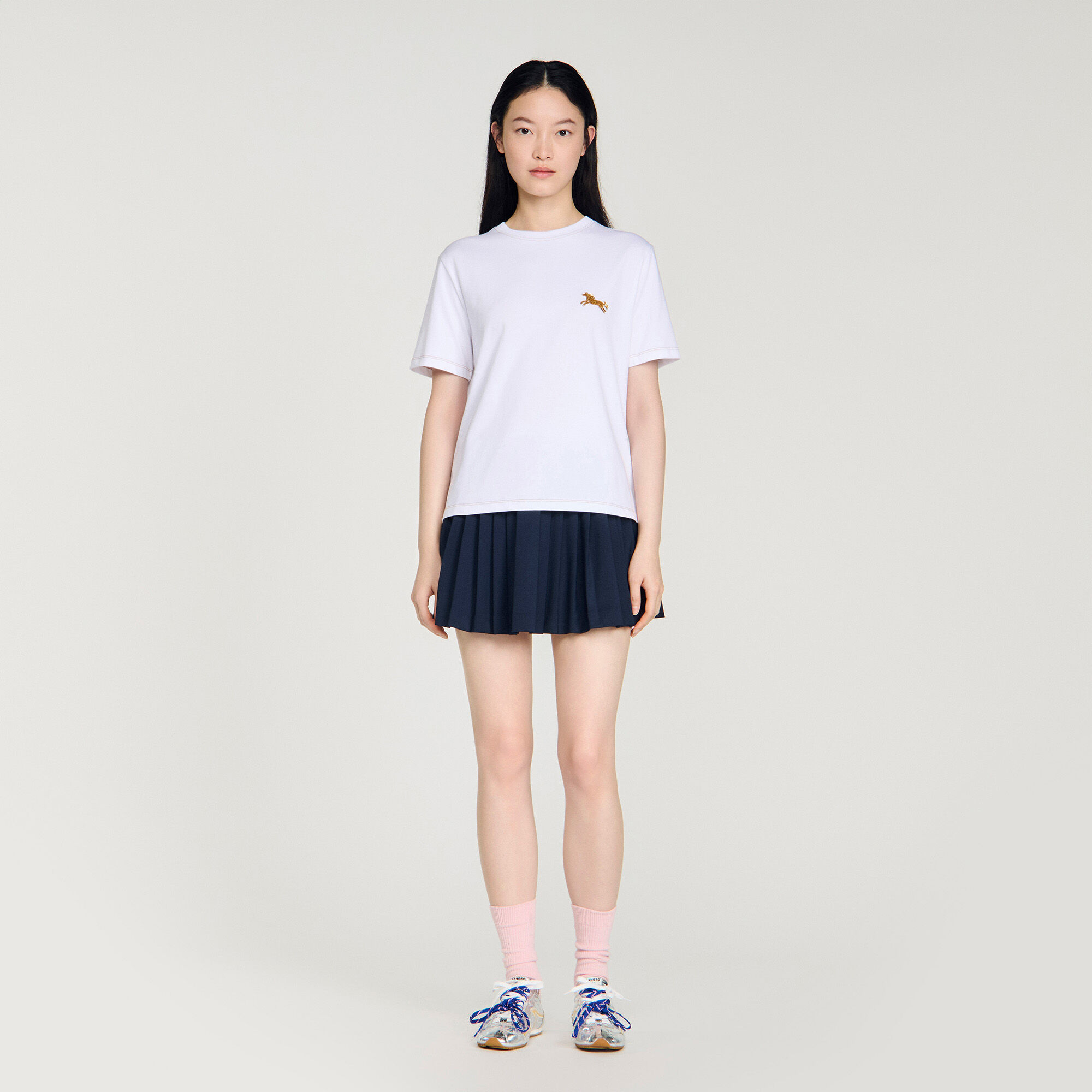T-shirt en coton à broderie de cheval